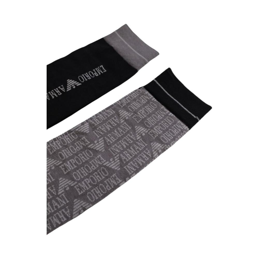 Emporio Armani Underwear Black Cotton Sock Emporio Armani Underwear Dark Slate Gray