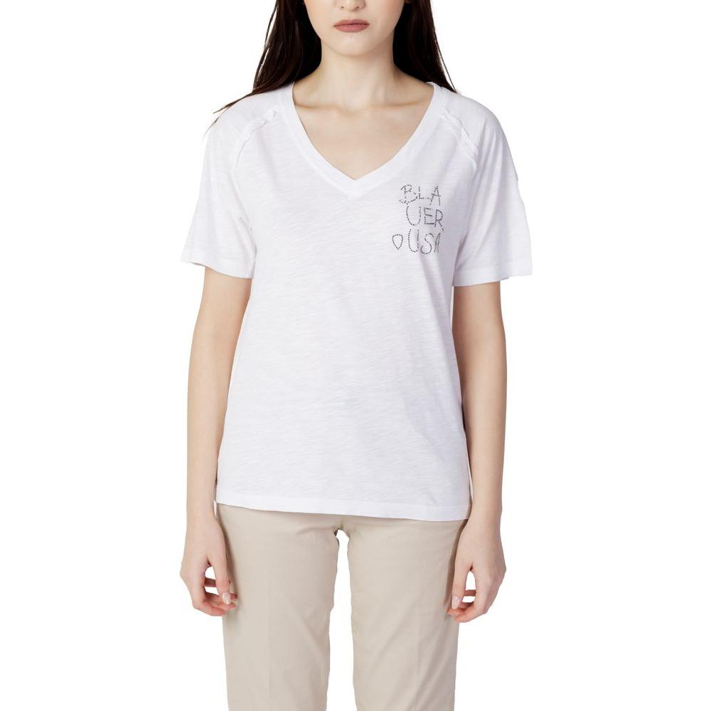 Blauer White Cotton Tops & T-Shirt Blauer Light Gray