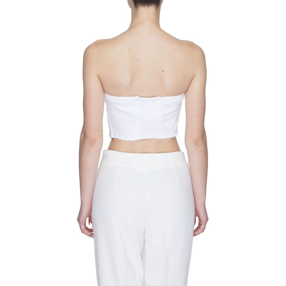 Tommy Hilfiger Jeans White Recycled Cotton Tops & T-Shirt Tommy Hilfiger Jeans Light Gray