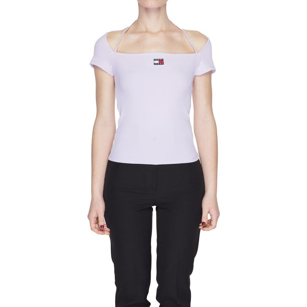 Tommy Hilfiger Jeans Purple Recycled Polyester Tops & T-Shirt Tommy Hilfiger Jeans Light Gray