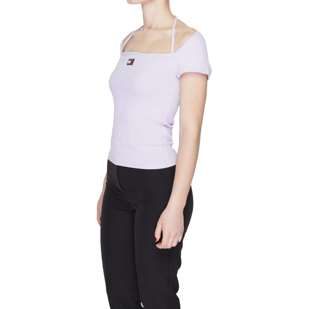Tommy Hilfiger Jeans Purple Recycled Polyester Tops & T-Shirt Tommy Hilfiger Jeans Light Gray