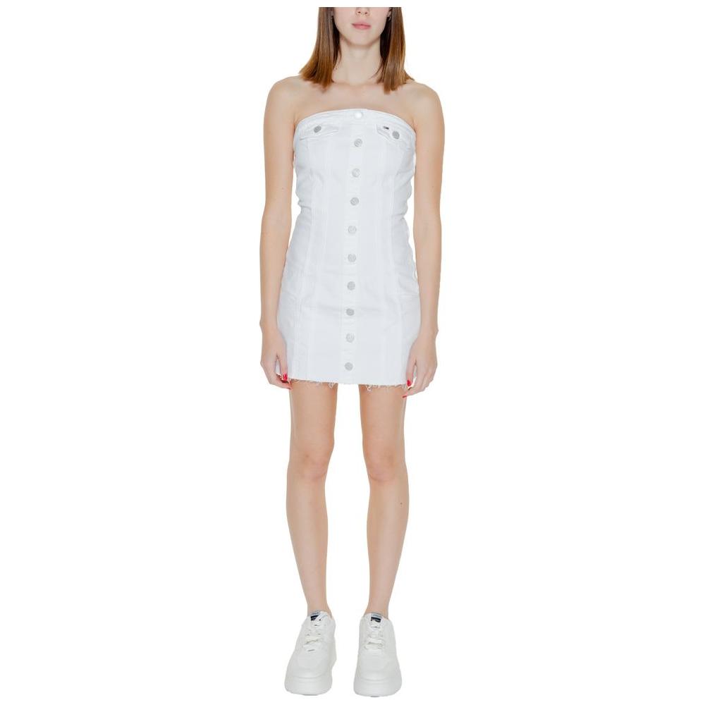 Tommy Hilfiger Jeans White Recycled Cotton Dress Tommy Hilfiger Jeans Light Gray