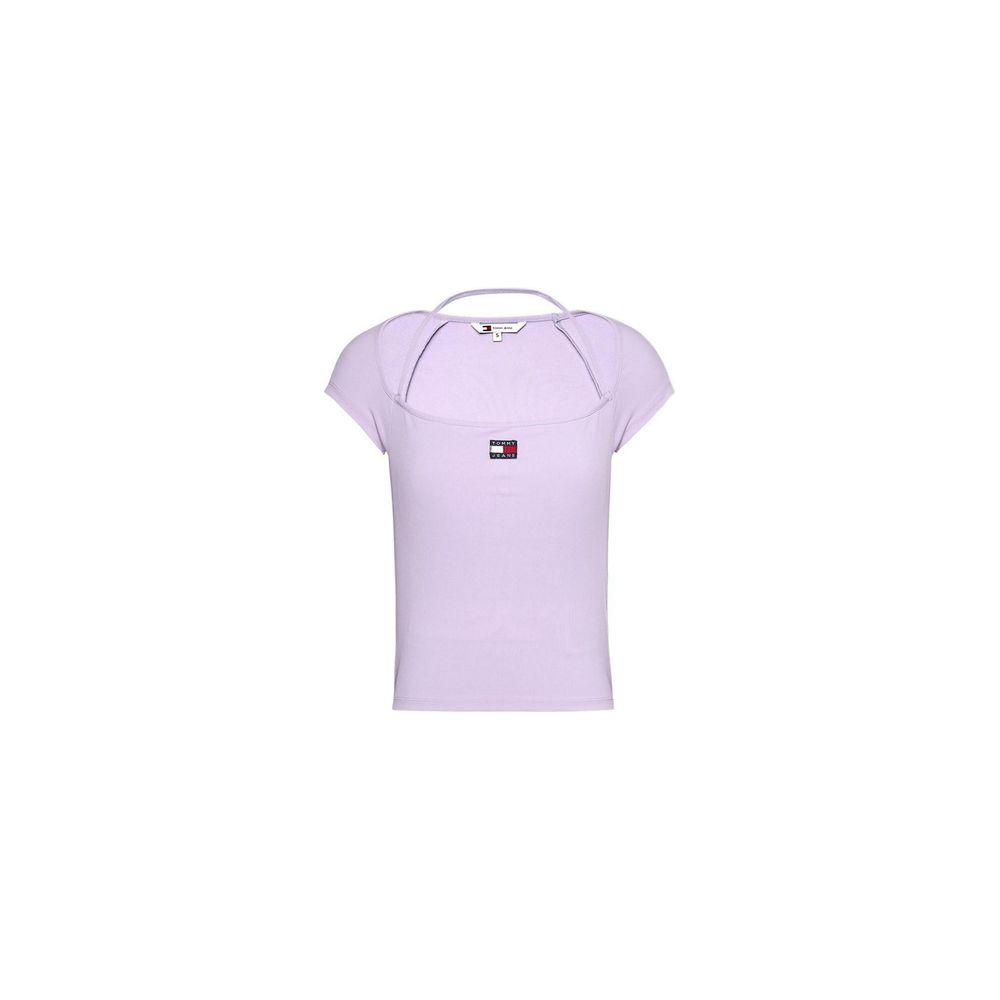 Tommy Hilfiger Jeans Purple Recycled Polyester Tops & T-Shirt Tommy Hilfiger Jeans Thistle