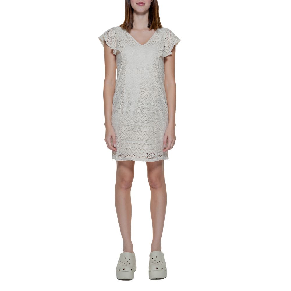 Vero Moda Beige Polyester Dress Vero Moda Dark Gray