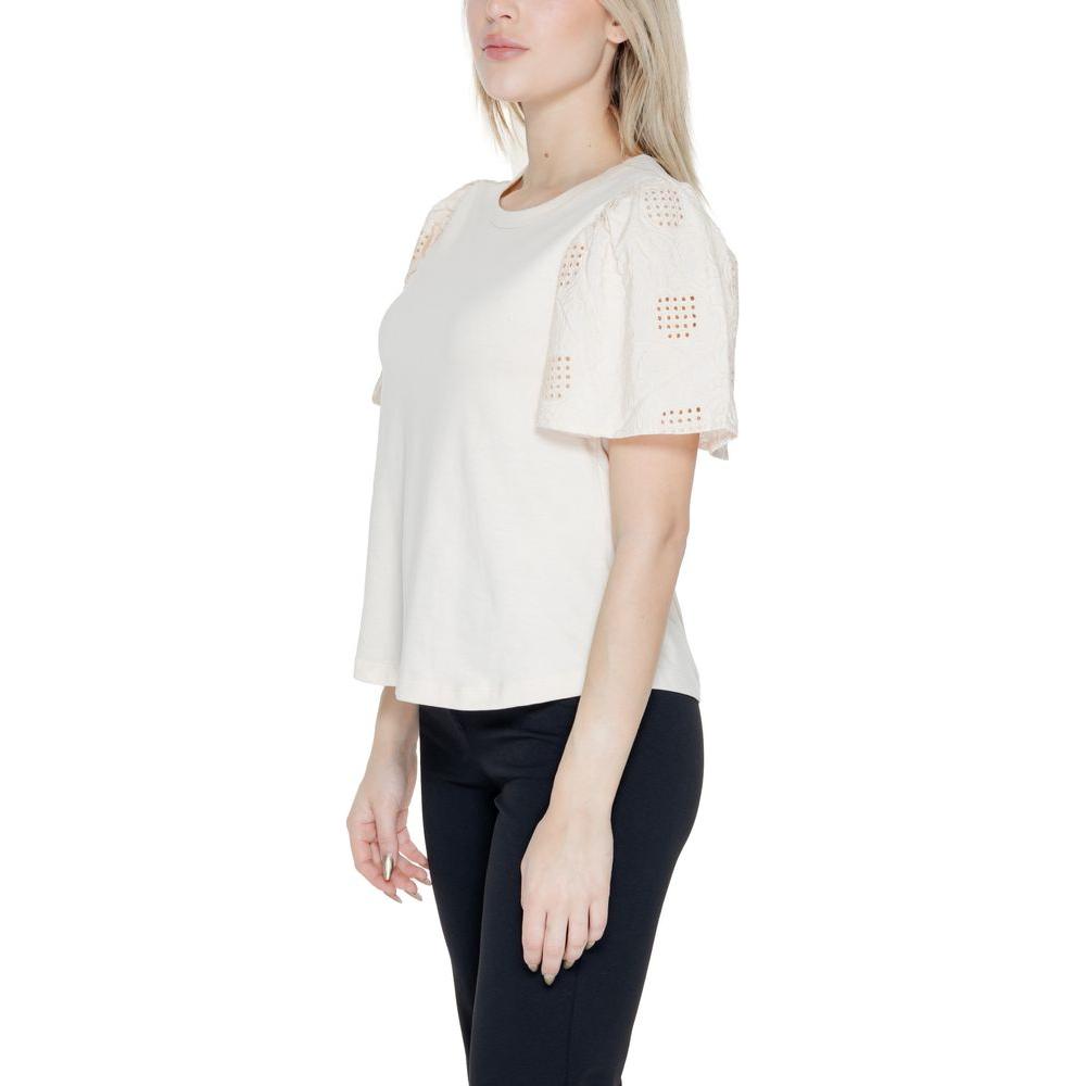Jacqueline De Yong White Cotton Tops & T-Shirt Jacqueline De Yong Light Gray