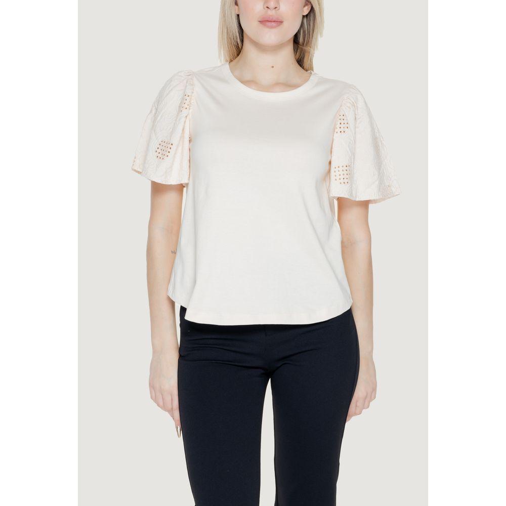 Jacqueline De Yong White Cotton Tops & T-Shirt Jacqueline De Yong Light Gray
