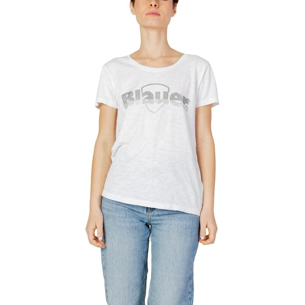 Blauer White Cotton Tops & T-Shirt Blauer Light Gray