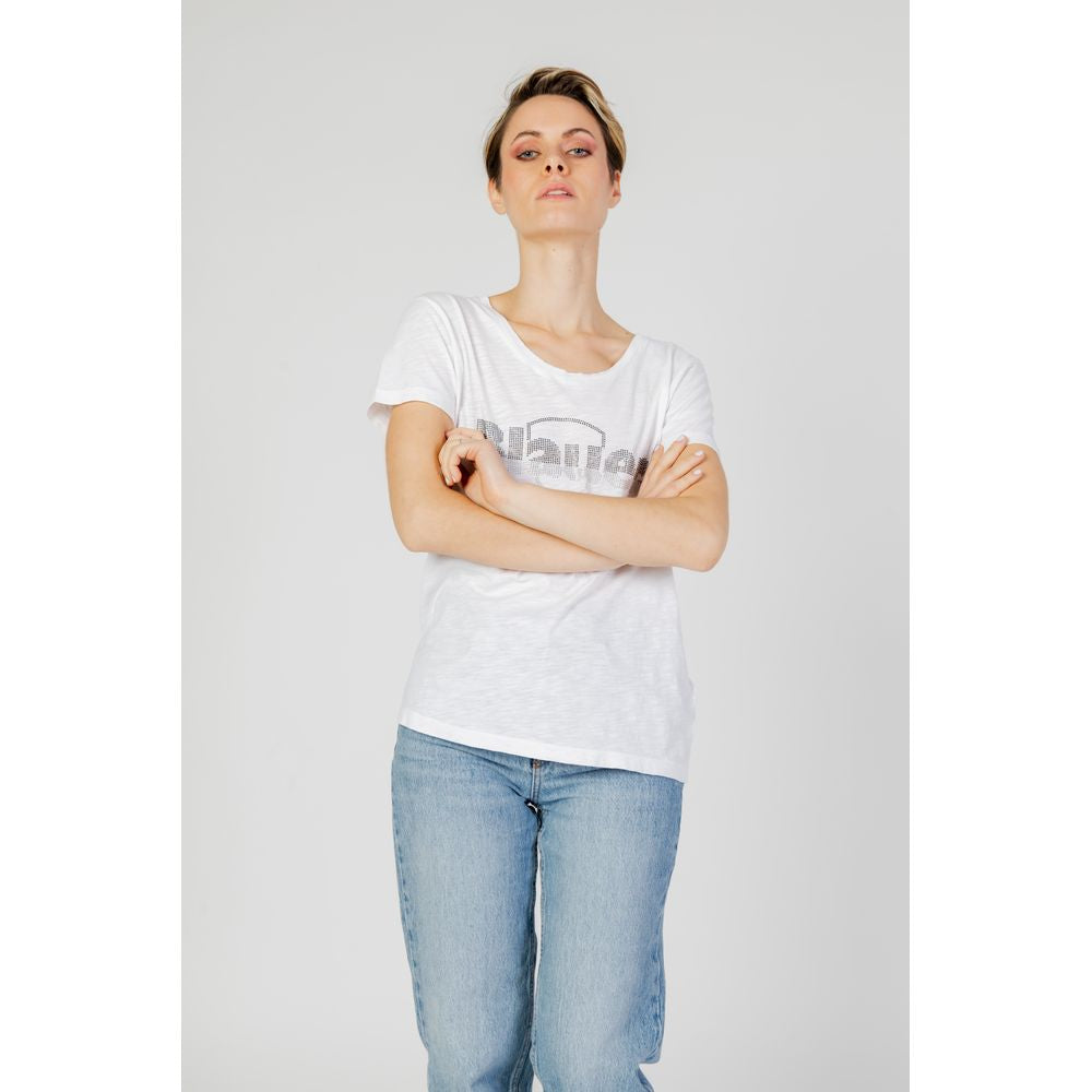 Blauer White Cotton Tops & T-Shirt Blauer Light Gray