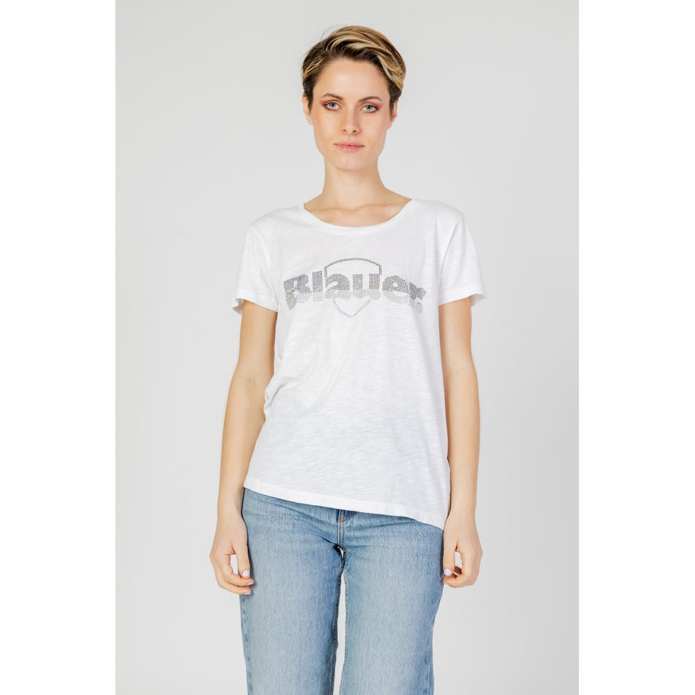 Blauer White Cotton Tops & T-Shirt Blauer Light Gray
