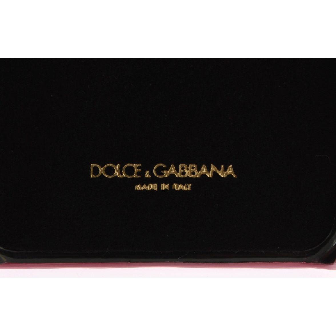 Dolce & Gabbana Chic Pink Leather Heart-Embellished Phone Cover Dolce & Gabbana Black
