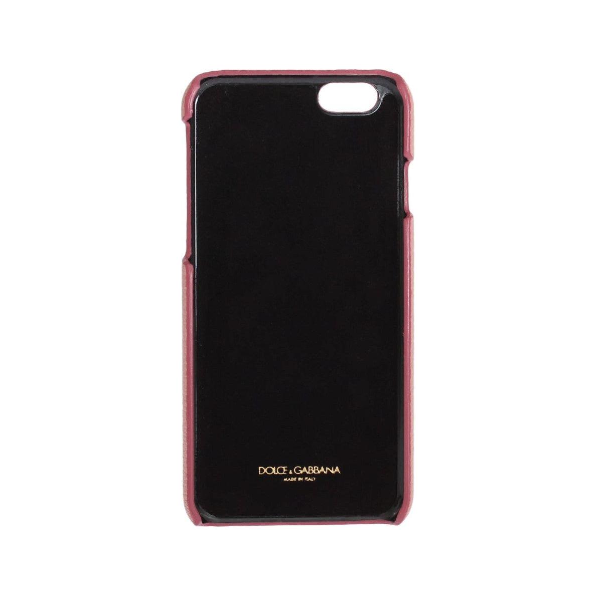 Dolce & Gabbana Chic Pink Leather Crystal iPhone Case Dolce & Gabbana Black
