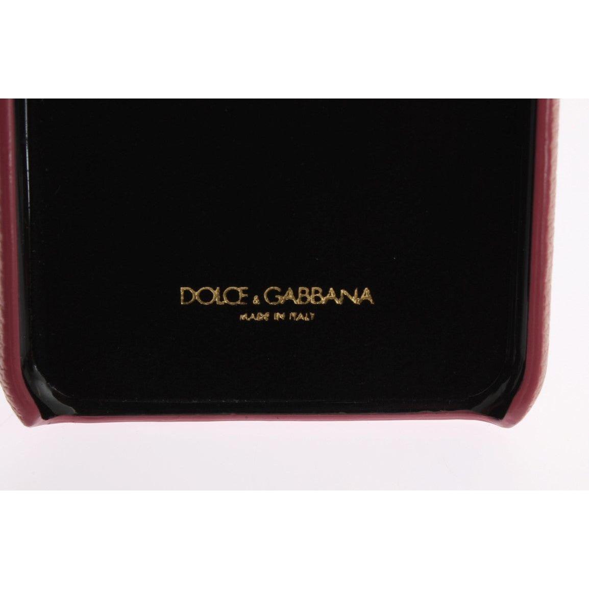 Dolce & Gabbana Chic Pink Leather Crystal iPhone Case Dolce & Gabbana Black