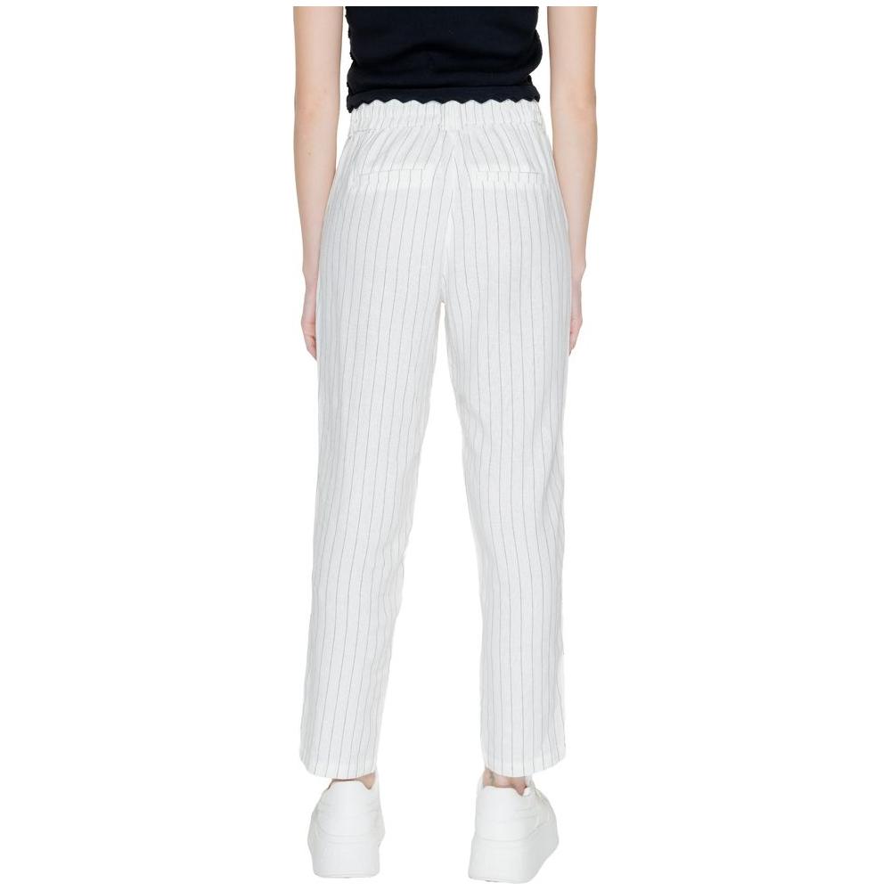 Only White Linen Jeans & Pant Only Light Gray