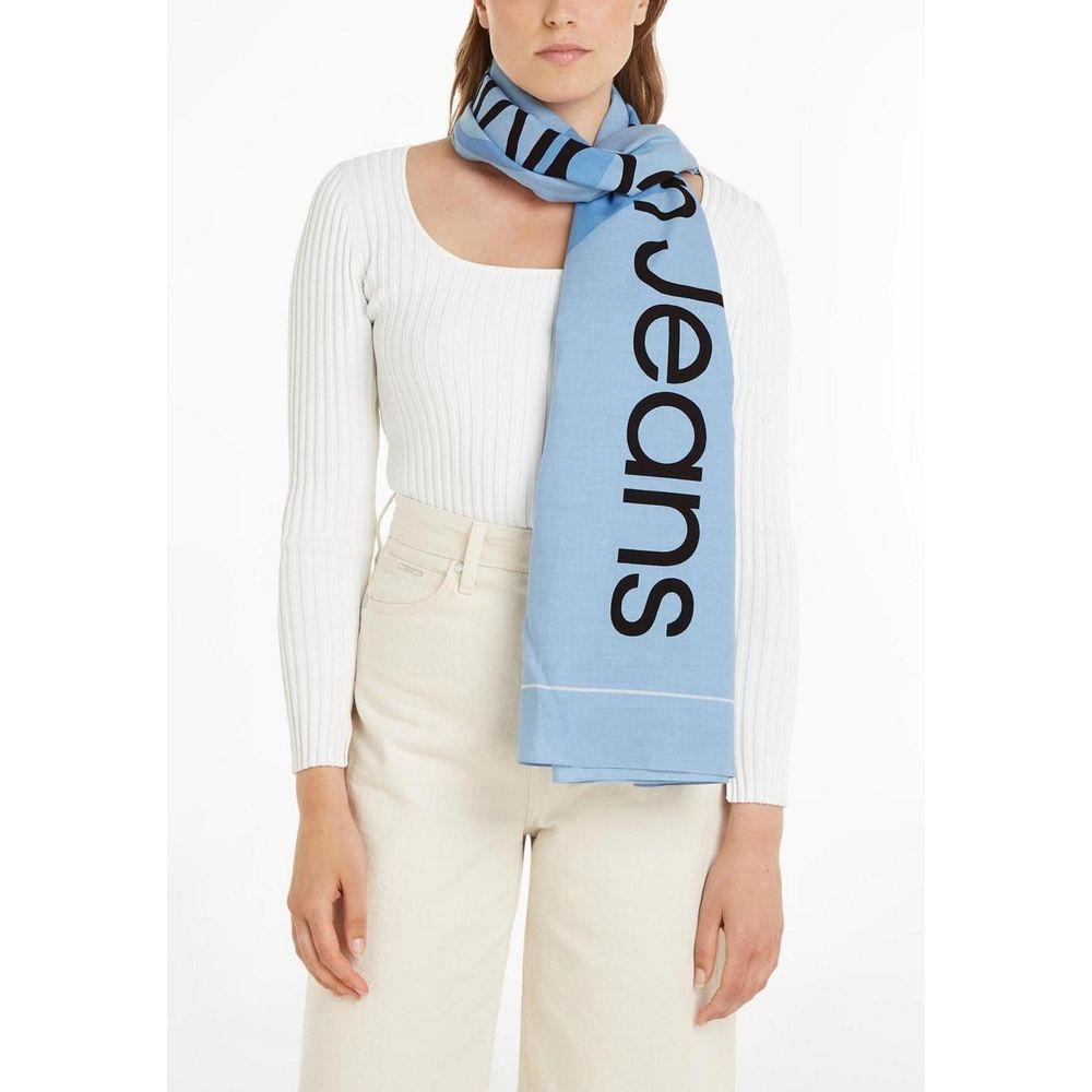 Calvin Klein Blue Organic Cotton Scarf Calvin Klein Beige