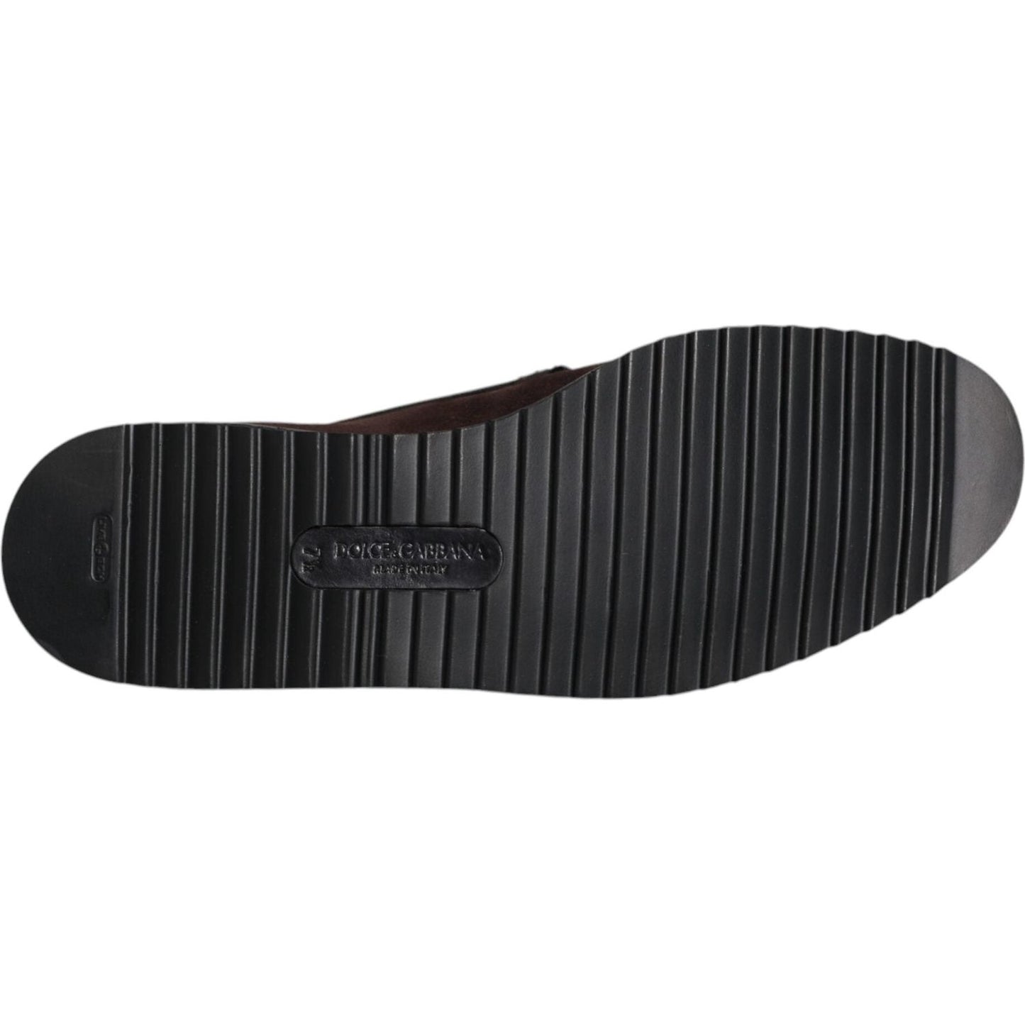 Dolce & Gabbana Brown Suede DG Family Slip On Flats Shoes Dolce & Gabbana Dark Slate Gray