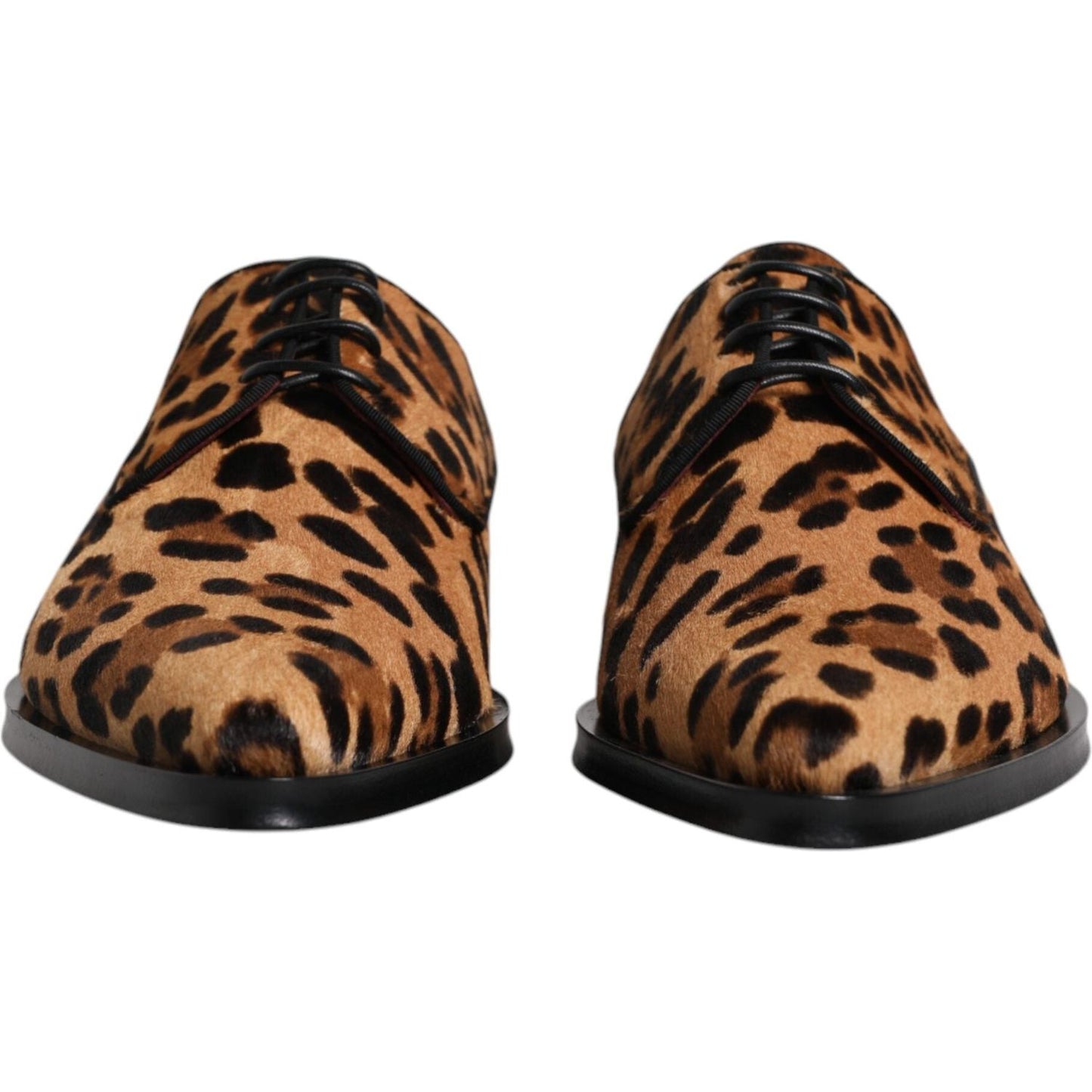 Dolce & Gabbana Brown Leopard Derby Formal Men Dress Shoes Dolce & Gabbana Black