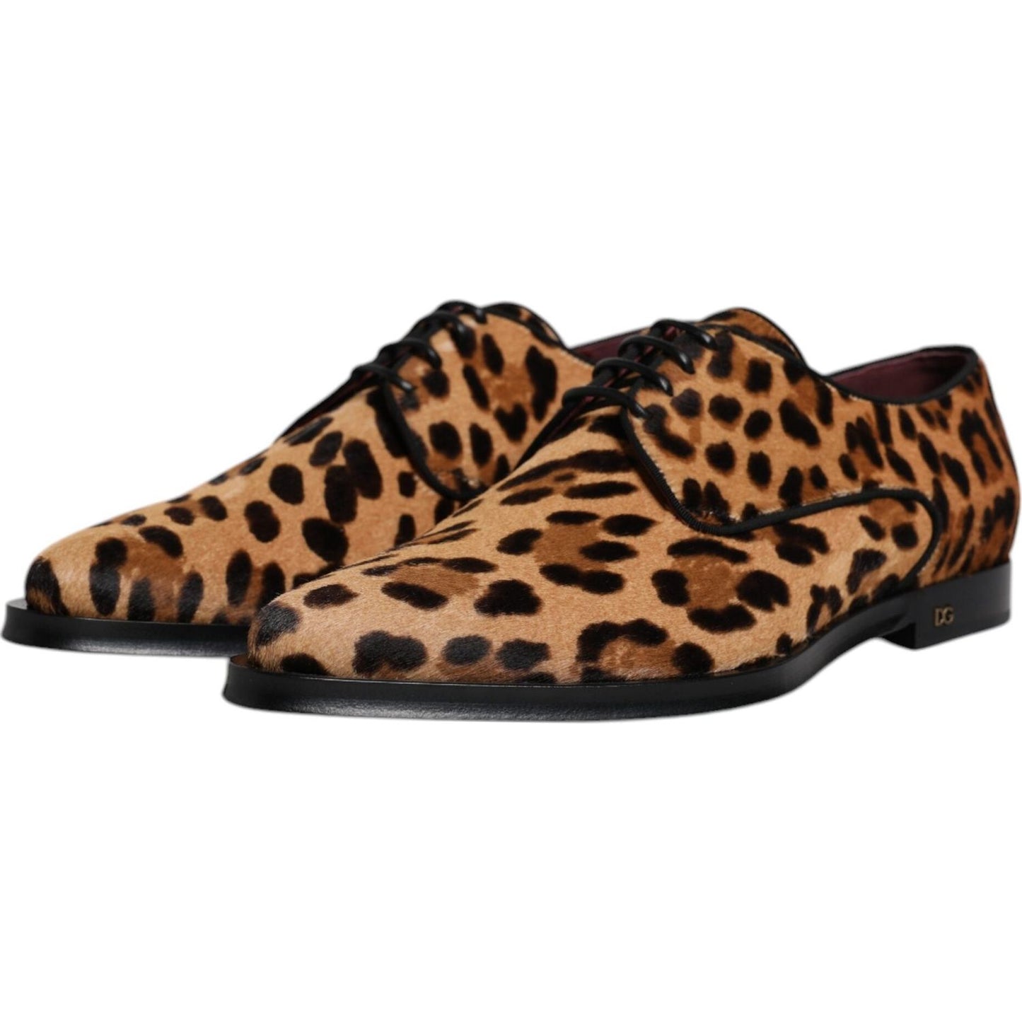 Dolce & Gabbana Brown Leopard Derby Formal Men Dress Shoes Dolce & Gabbana Dark Khaki