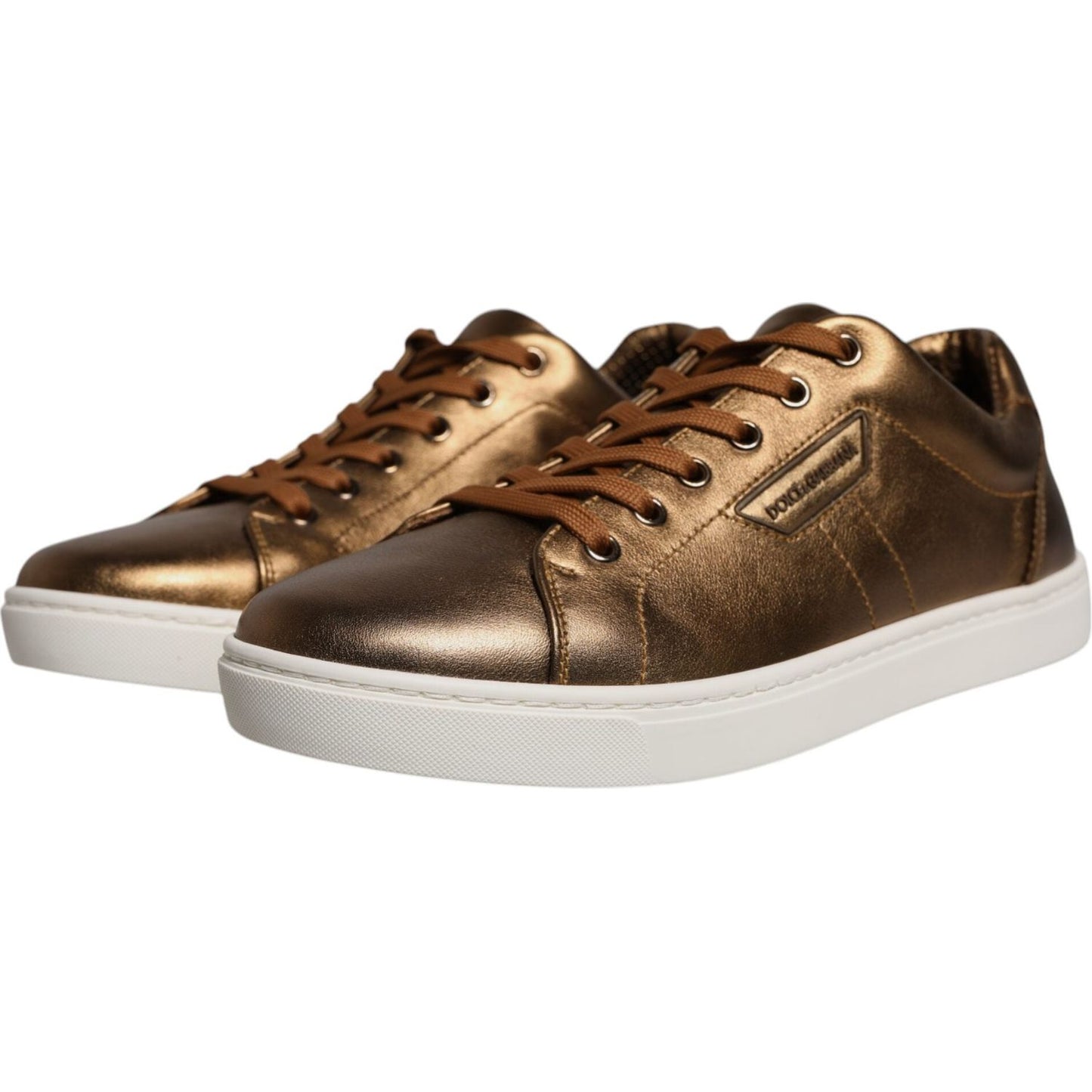 Dolce & Gabbana Gold Leather Logo London Men Sneaker Shoes Dolce & Gabbana Dark Olive Green