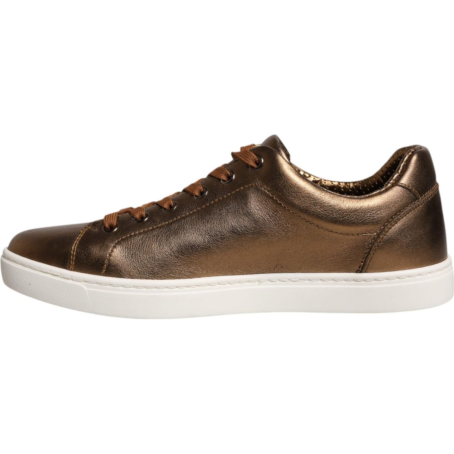 Dolce & Gabbana Gold Leather Logo London Men Sneaker Shoes Dolce & Gabbana Dark Olive Green