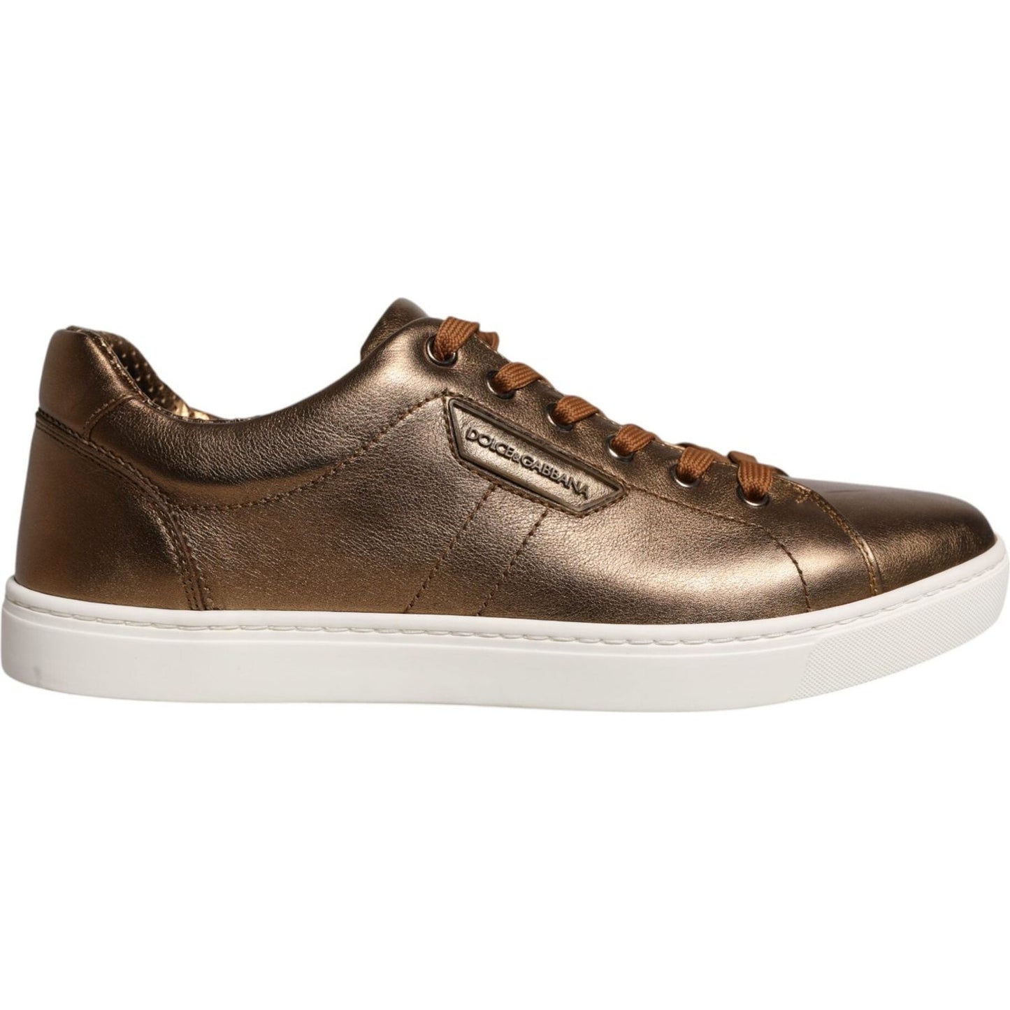 Dolce & Gabbana Gold Leather Logo London Men Sneaker Shoes Dolce & Gabbana Light Gray