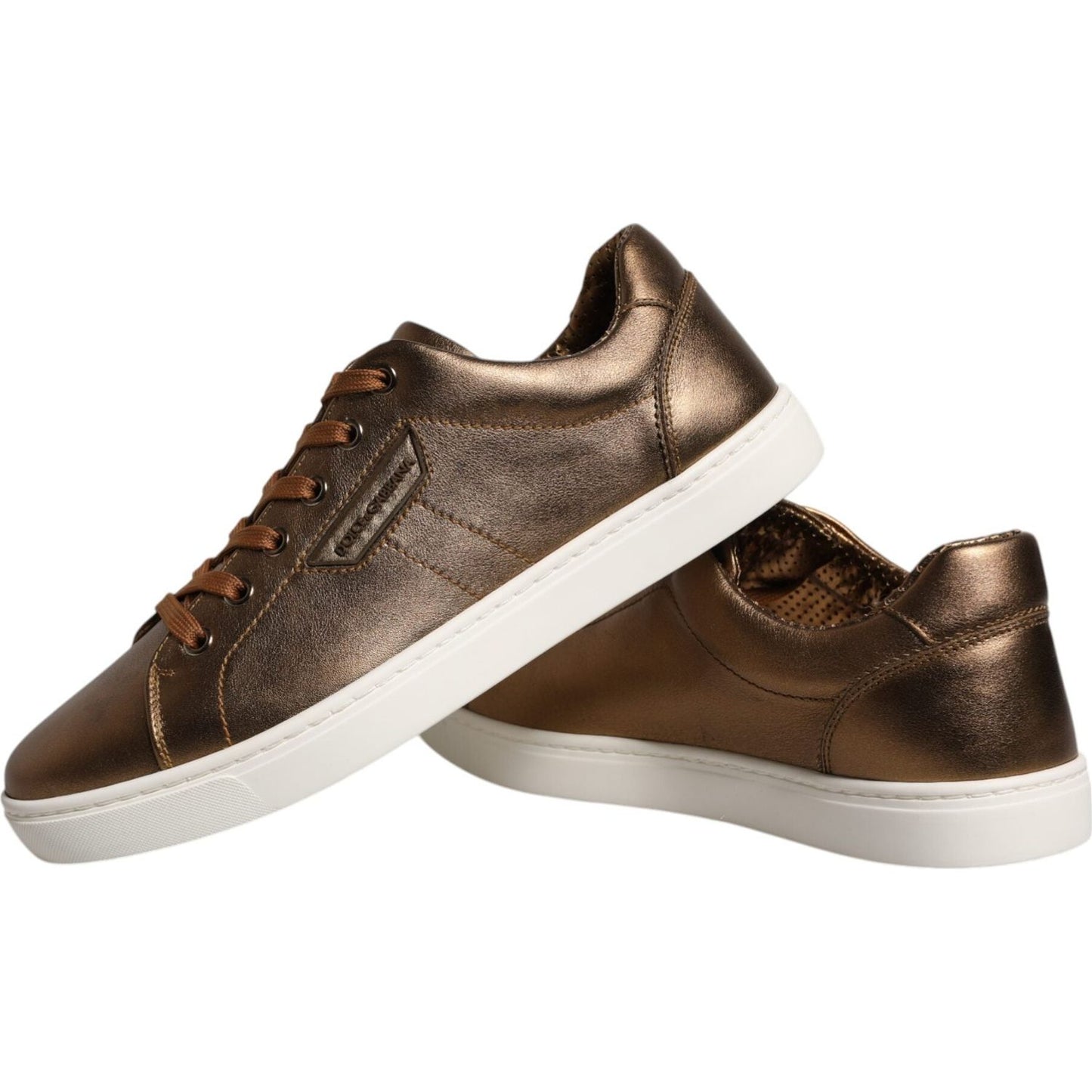 Dolce & Gabbana Gold Leather Logo London Men Sneaker Shoes Dolce & Gabbana Dark Olive Green