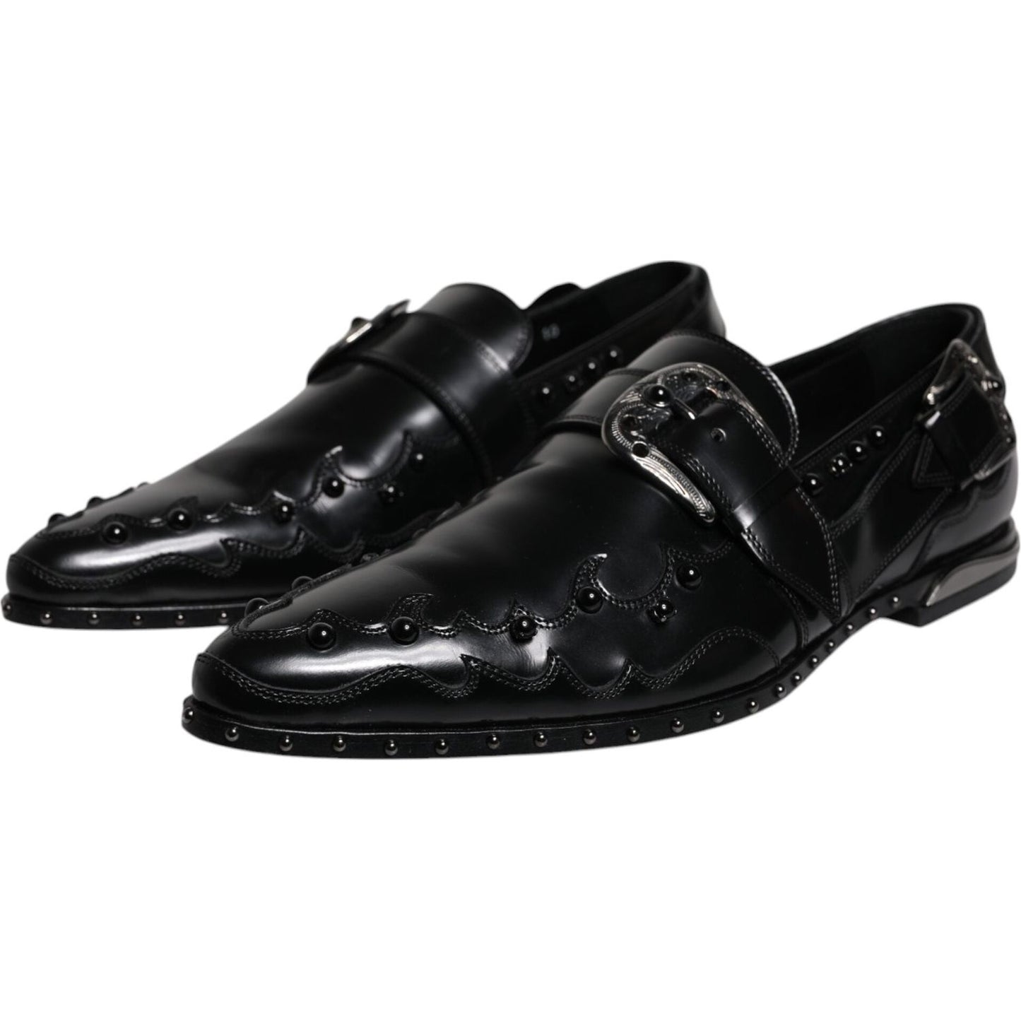Dolce & Gabbana Black Embellished Derby Monk Strap Shoes Dolce & Gabbana Black