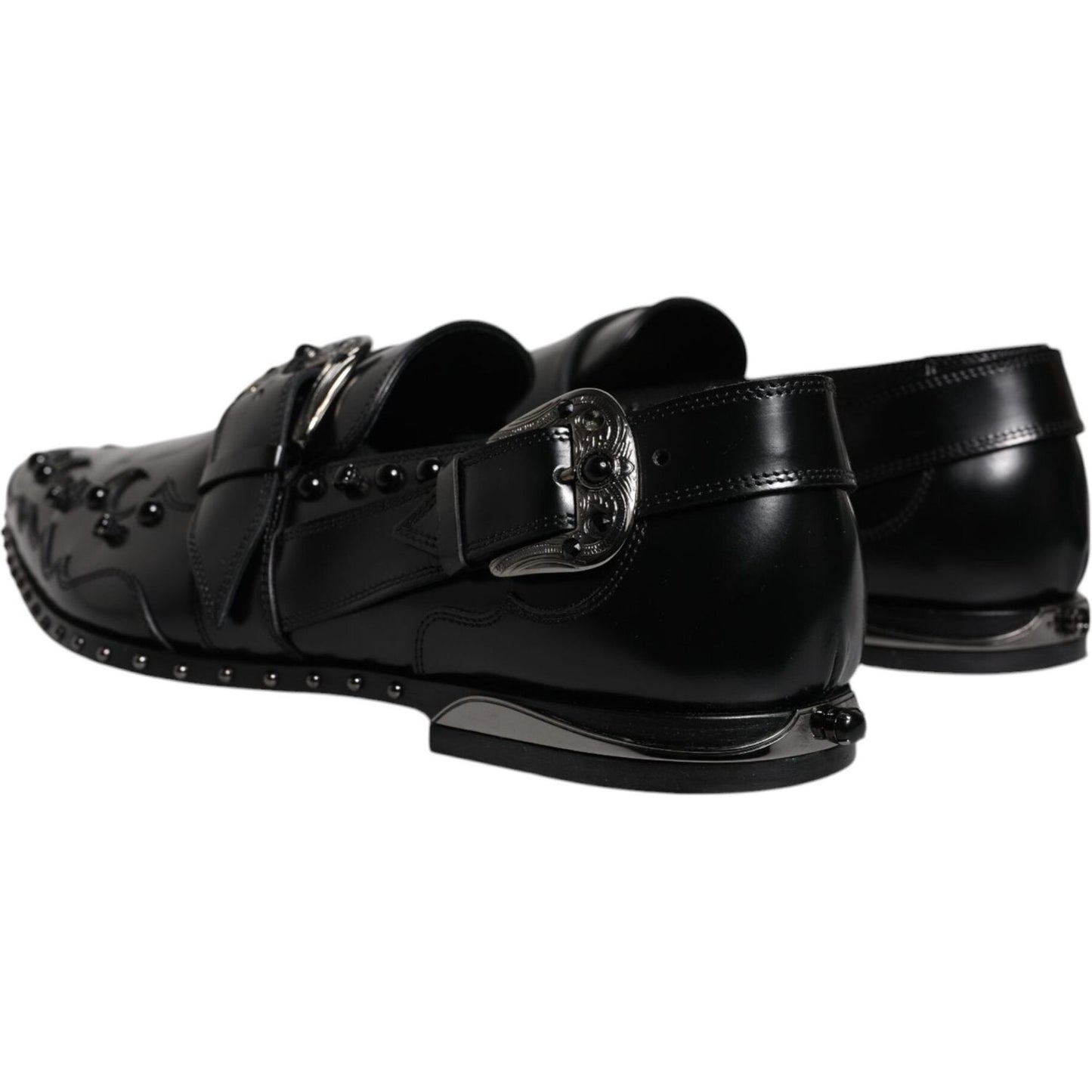 Dolce & Gabbana Black Embellished Derby Monk Strap Shoes Dolce & Gabbana Black