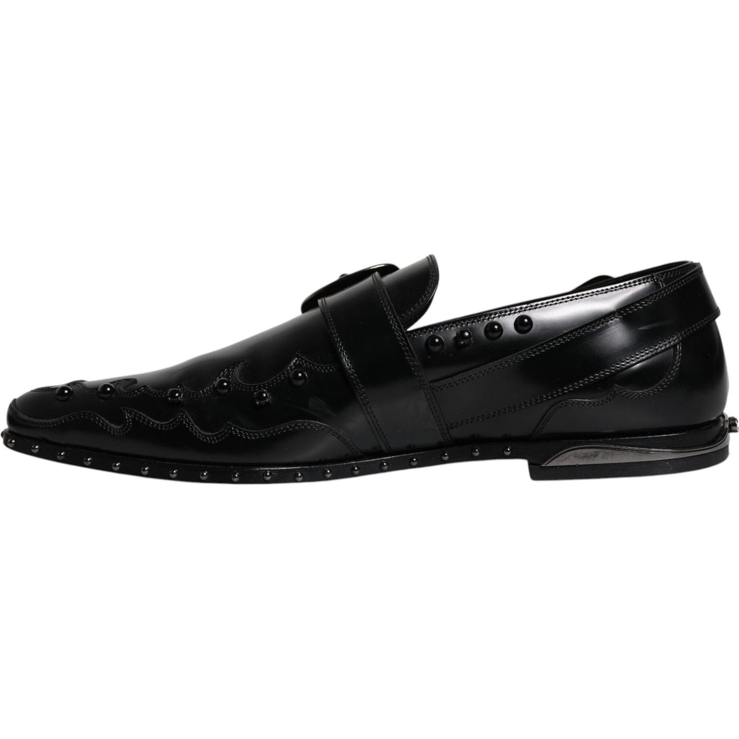 Dolce & Gabbana Black Embellished Derby Monk Strap Shoes Dolce & Gabbana Black
