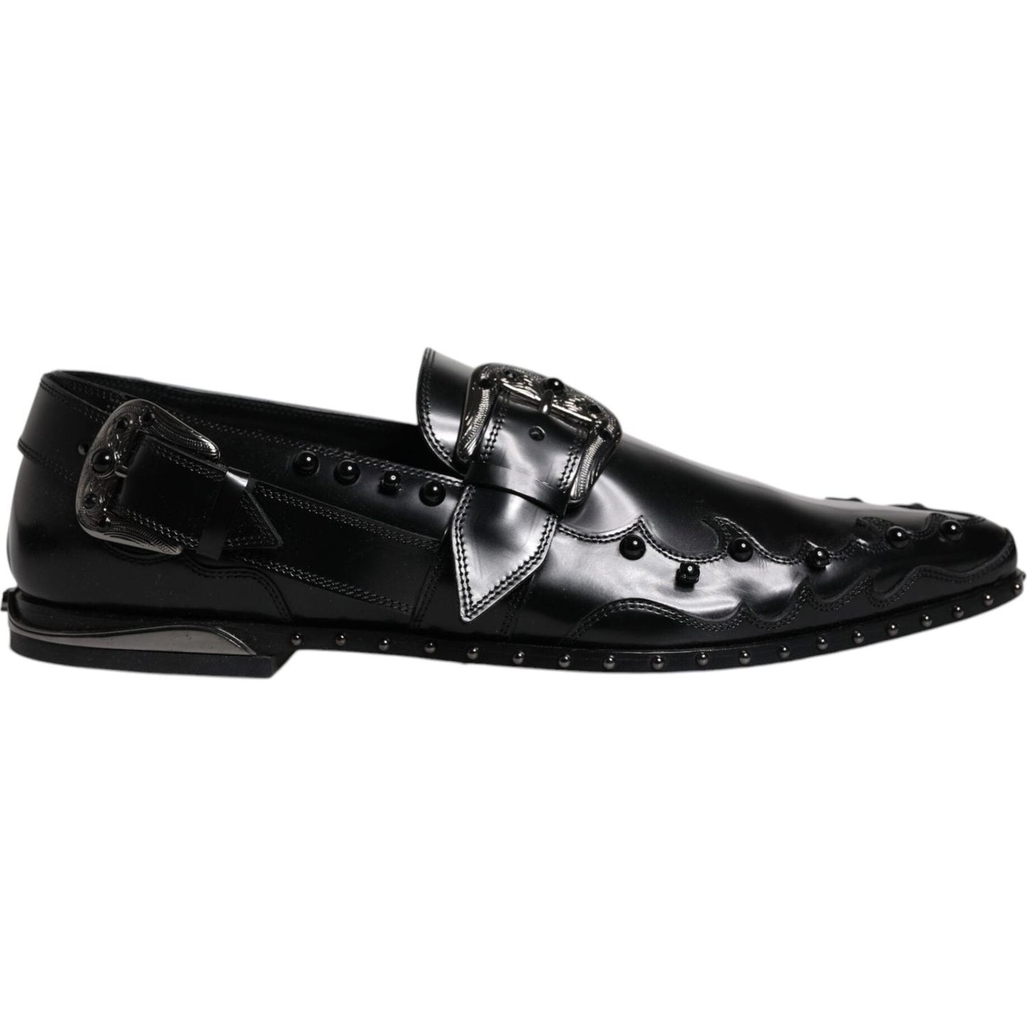 Dolce & Gabbana Black Embellished Derby Monk Strap Shoes Dolce & Gabbana Black