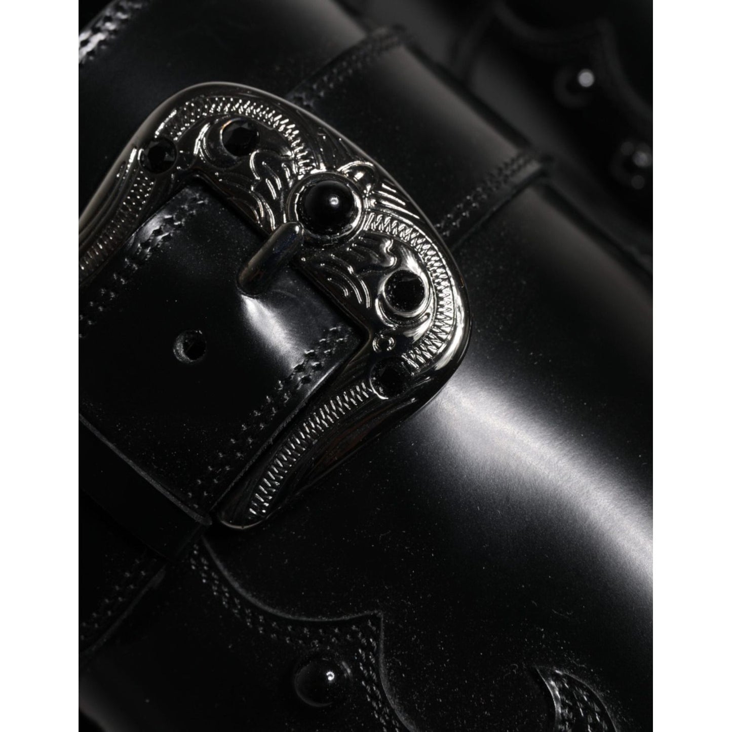 Dolce & Gabbana Black Embellished Derby Monk Strap Shoes Dolce & Gabbana Black