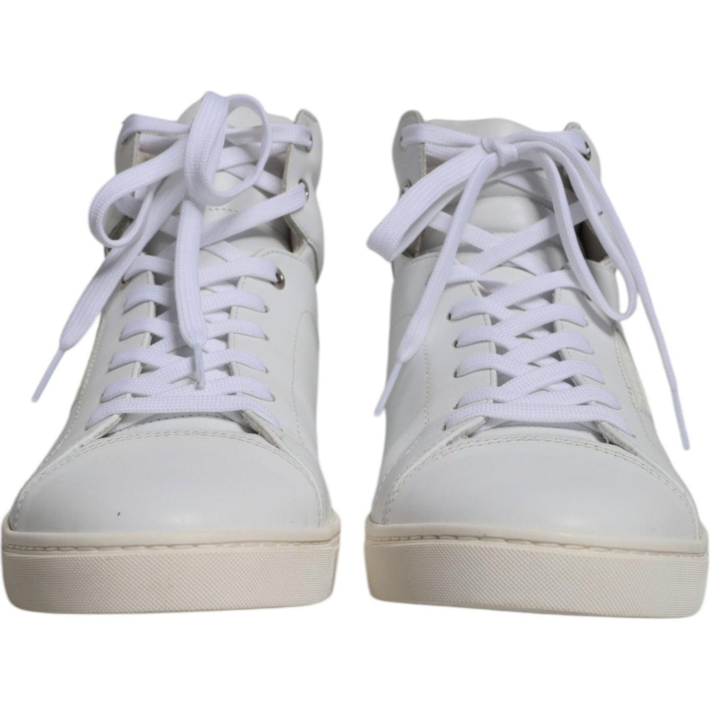 Dolce & Gabbana White Leather Mid Top Men Sneakers Shoes Dolce & Gabbana Gray
