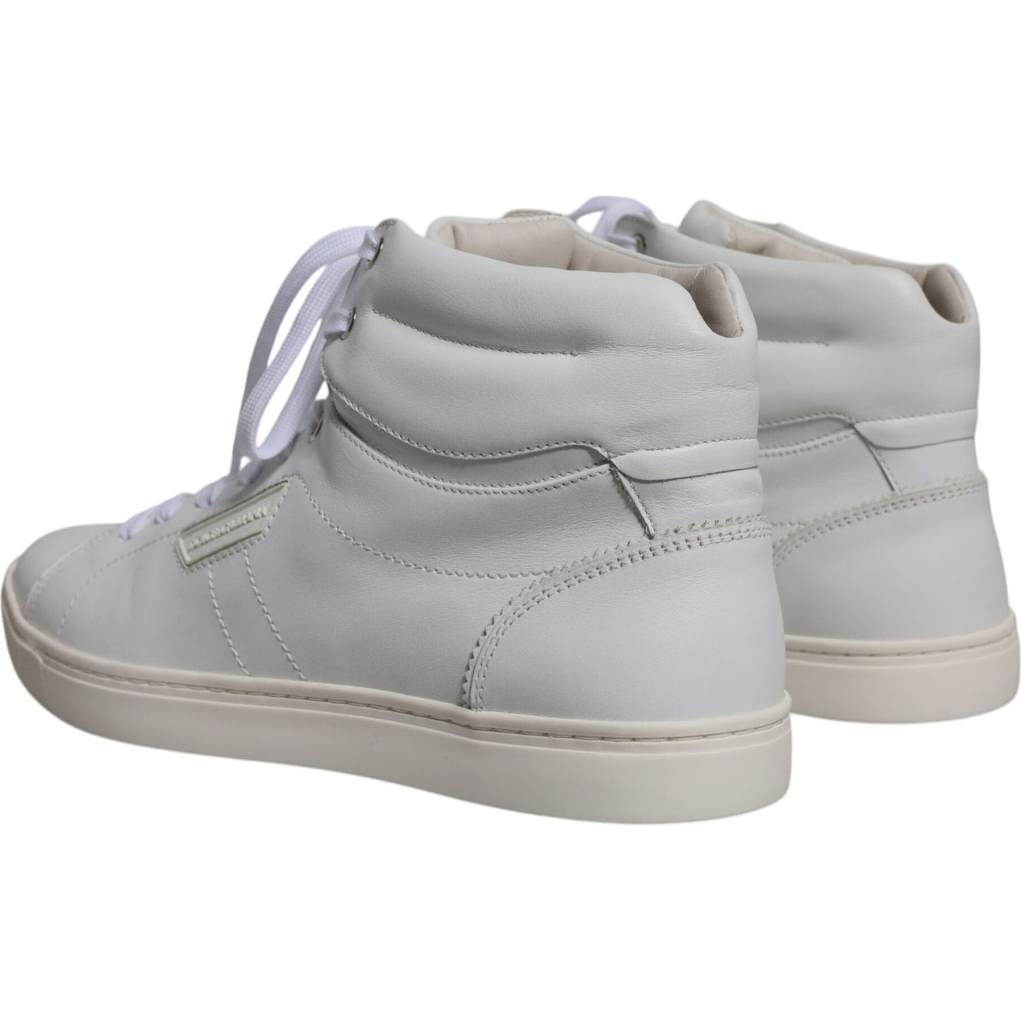 Dolce & Gabbana White Leather Mid Top Men Sneakers Shoes Dolce & Gabbana Dark Gray