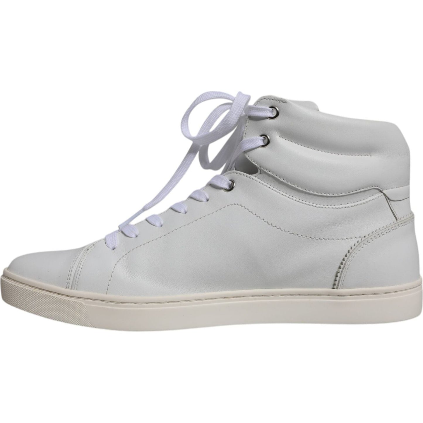 Dolce & Gabbana White Leather Mid Top Men Sneakers Shoes Dolce & Gabbana Gray