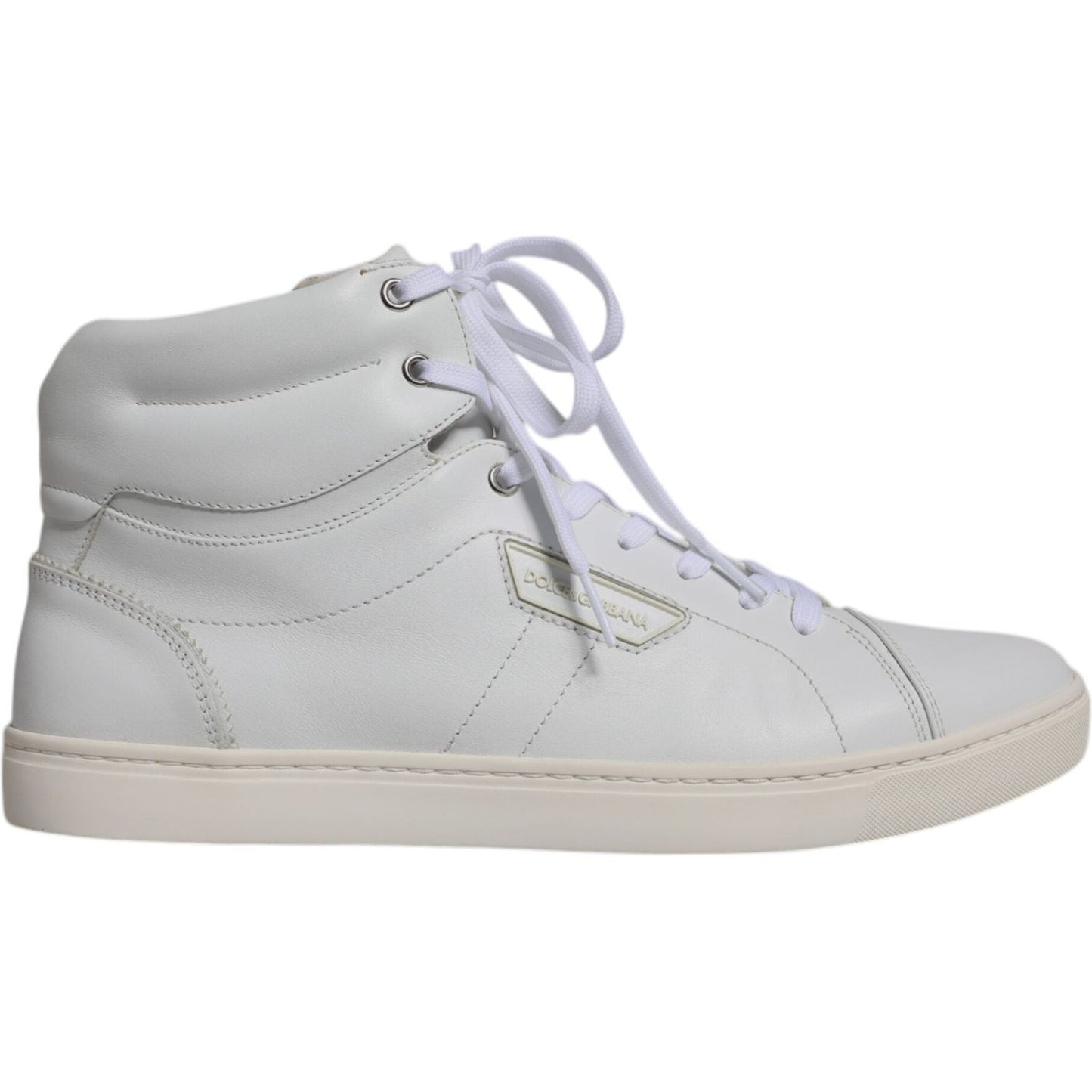 Dolce & Gabbana White Leather Mid Top Men Sneakers Shoes Dolce & Gabbana Gray