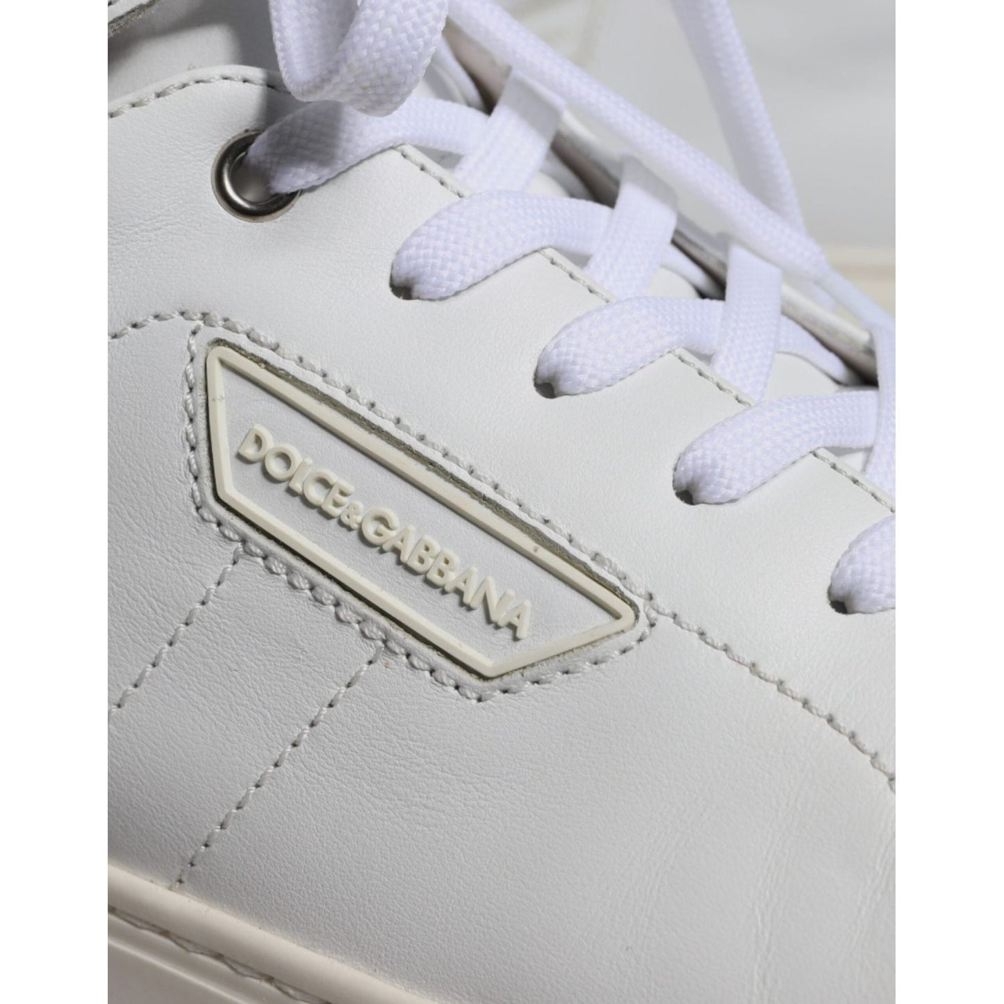 Dolce & Gabbana White Leather Mid Top Men Sneakers Shoes Dolce & Gabbana Gray