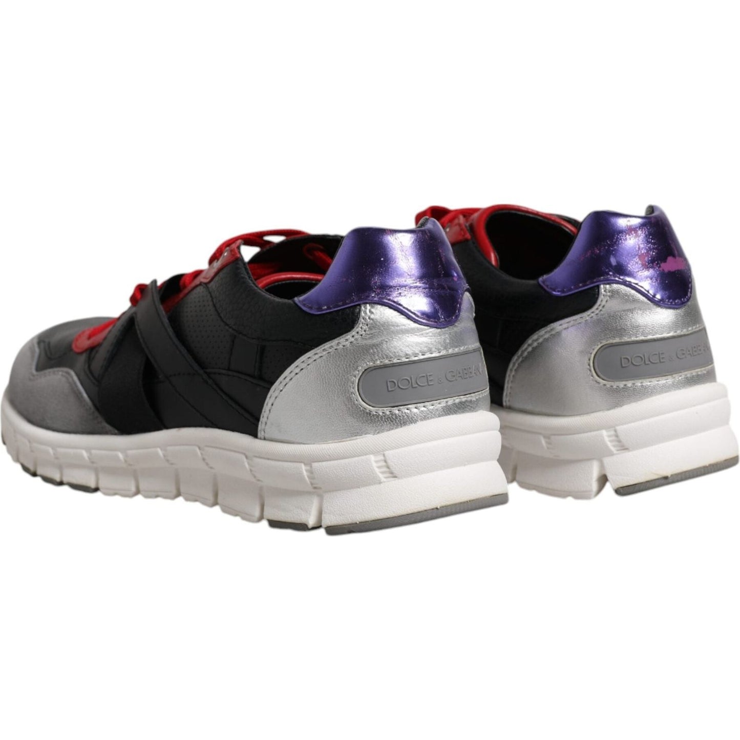 Dolce & Gabbana Multicolor Leather Suede Low Top Sneakers Shoes Dolce & Gabbana Dark Gray