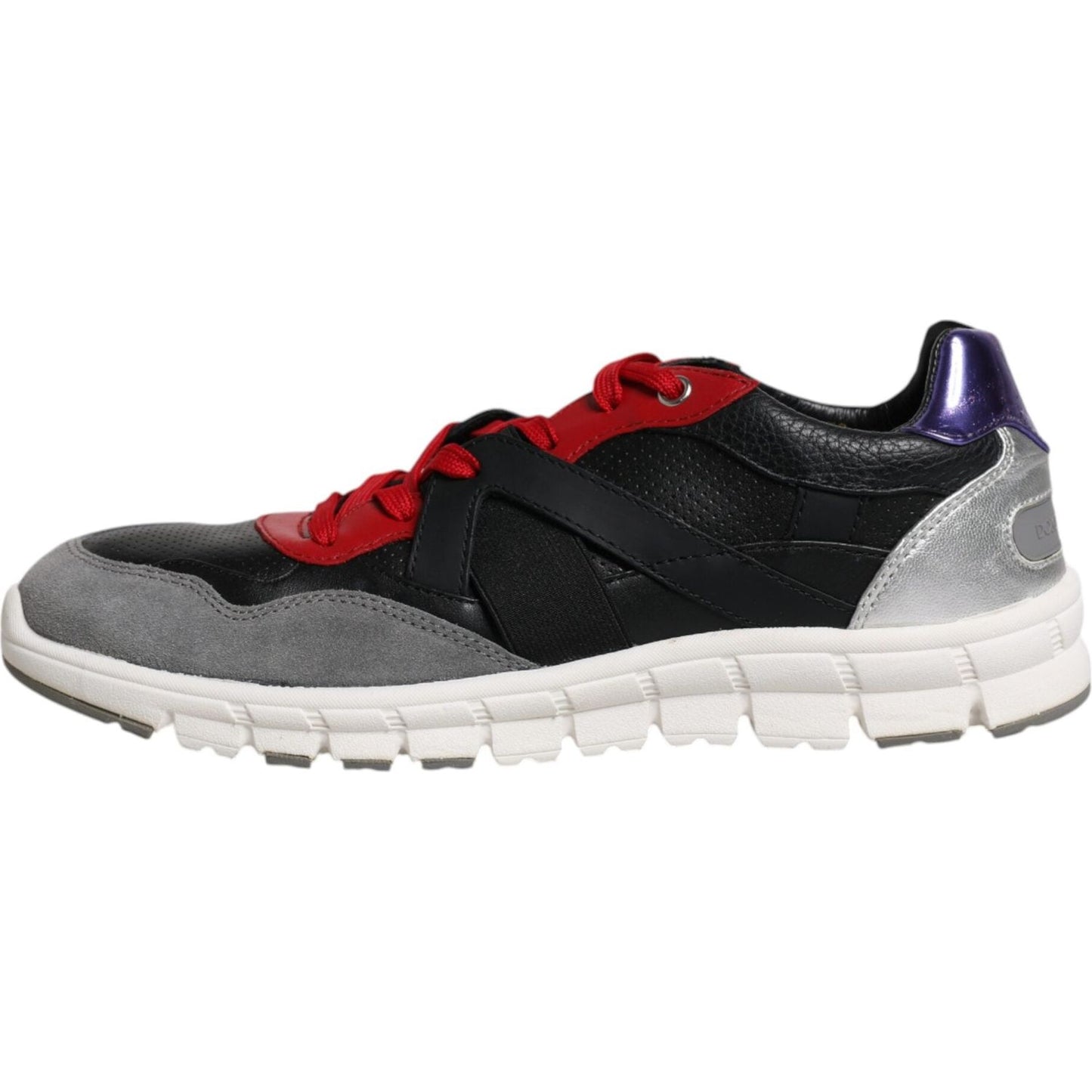 Dolce & Gabbana Multicolor Leather Suede Low Top Sneakers Shoes Dolce & Gabbana Light Gray