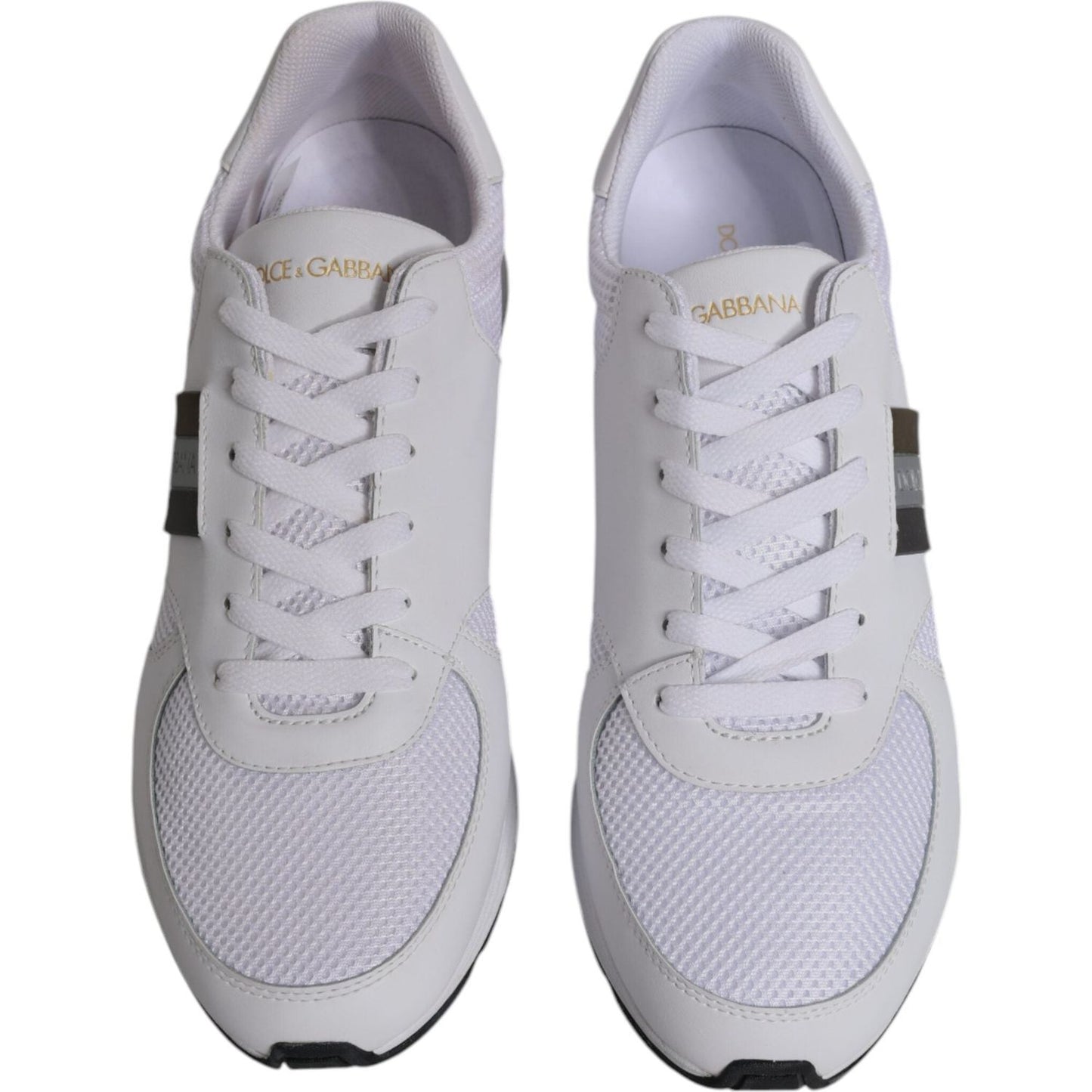 Dolce & Gabbana White Logo Leather Casual Men Sneakers Shoes Dolce & Gabbana Gray