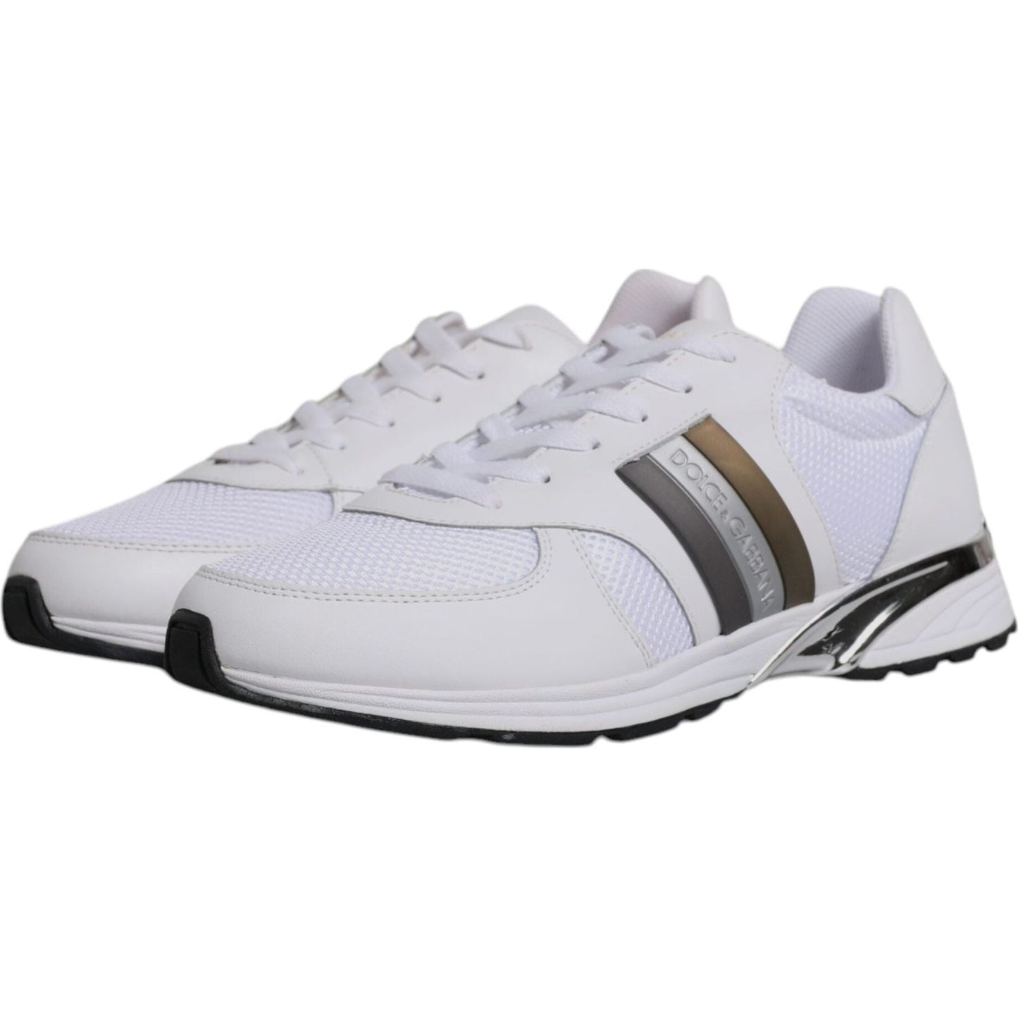 Dolce & Gabbana White Logo Leather Casual Men Sneakers Shoes Dolce & Gabbana Light Gray