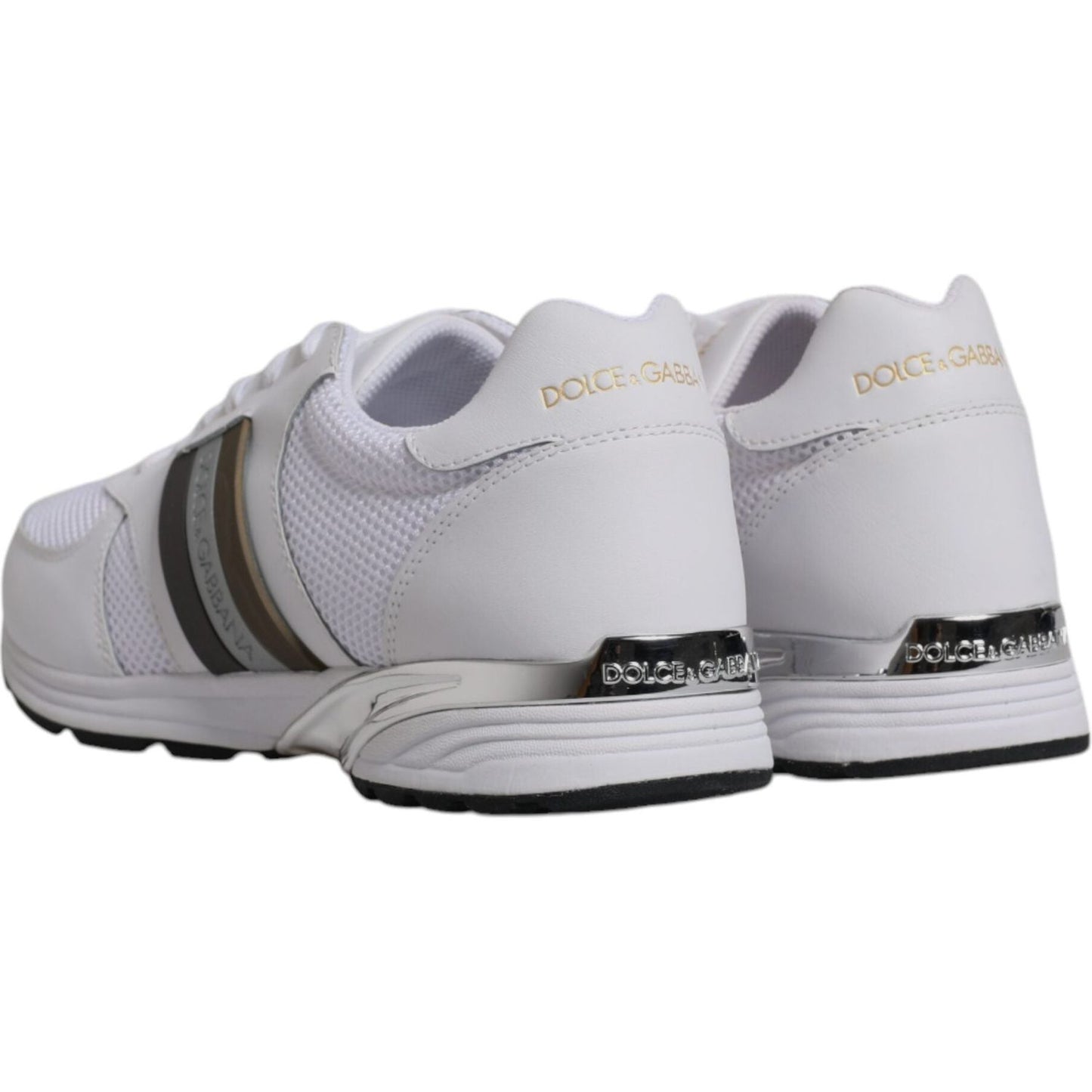 Dolce & Gabbana White Logo Leather Casual Men Sneakers Shoes Dolce & Gabbana Gray