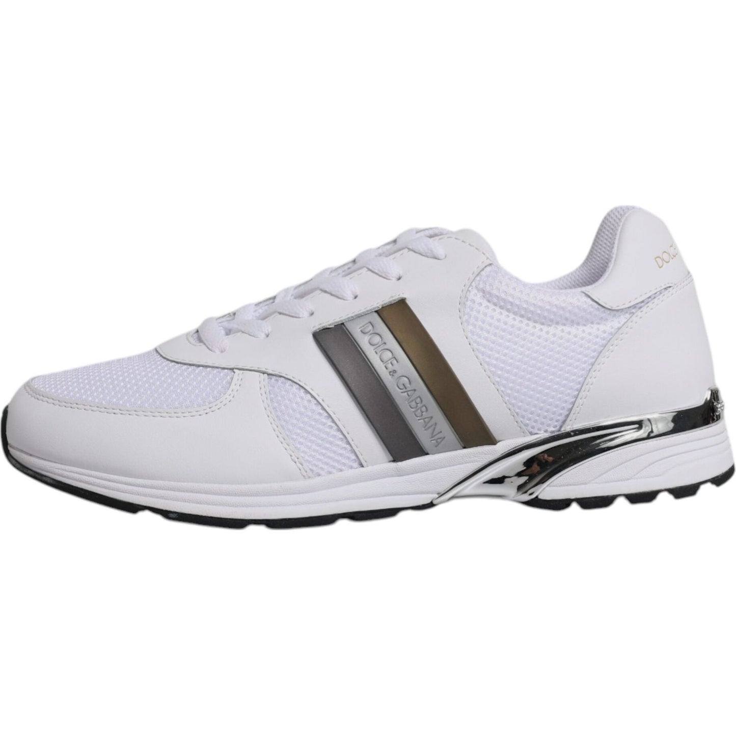 Dolce & Gabbana White Logo Leather Casual Men Sneakers Shoes Dolce & Gabbana Light Gray