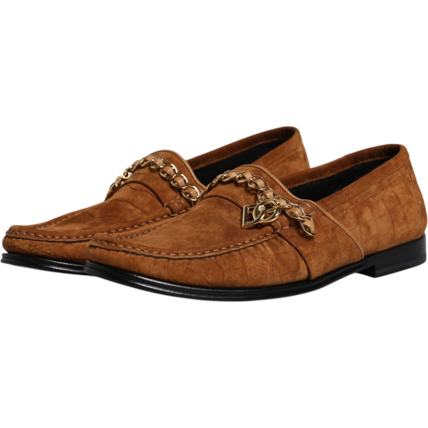 Dolce & Gabbana Brown Suede Leather Loafers Dress Shoes Dolce & Gabbana Saddle Brown