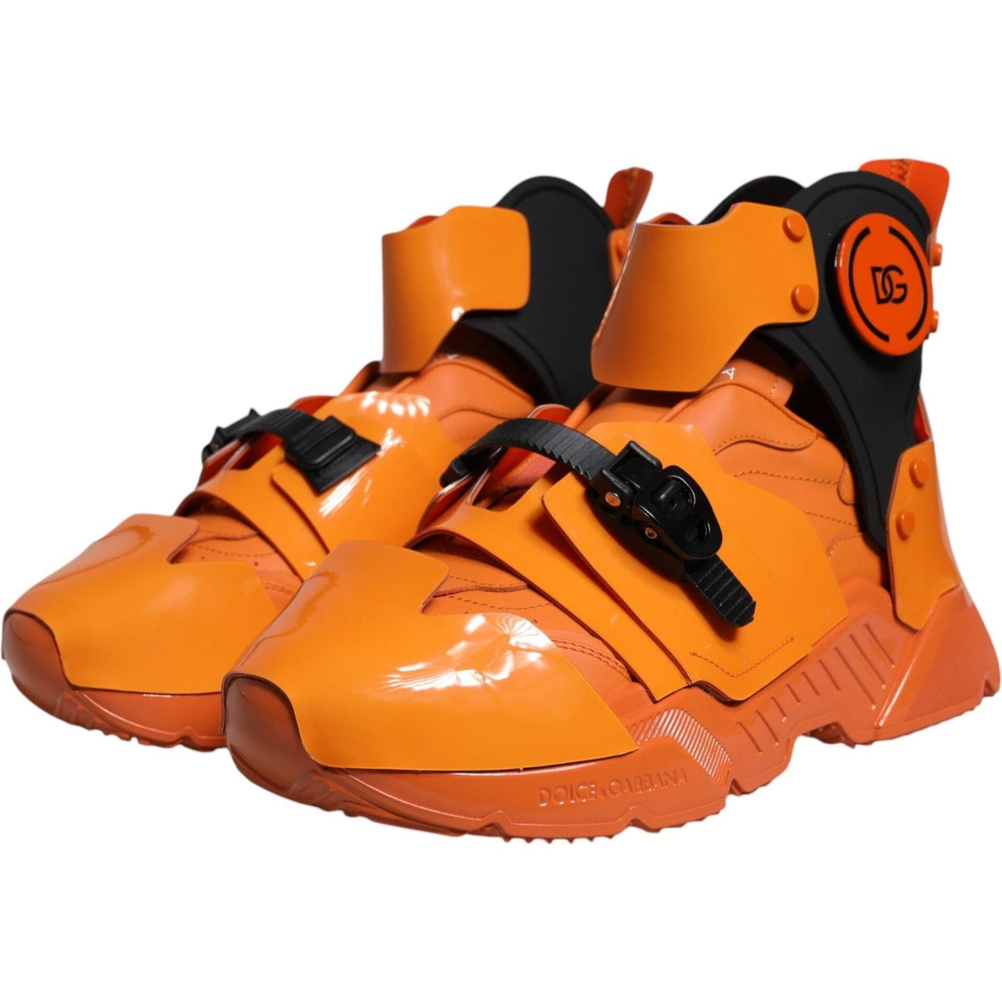Dolce & Gabbana Orange Multi Panel Chunky High Top Sneakers Shoes Dolce & Gabbana Chocolate