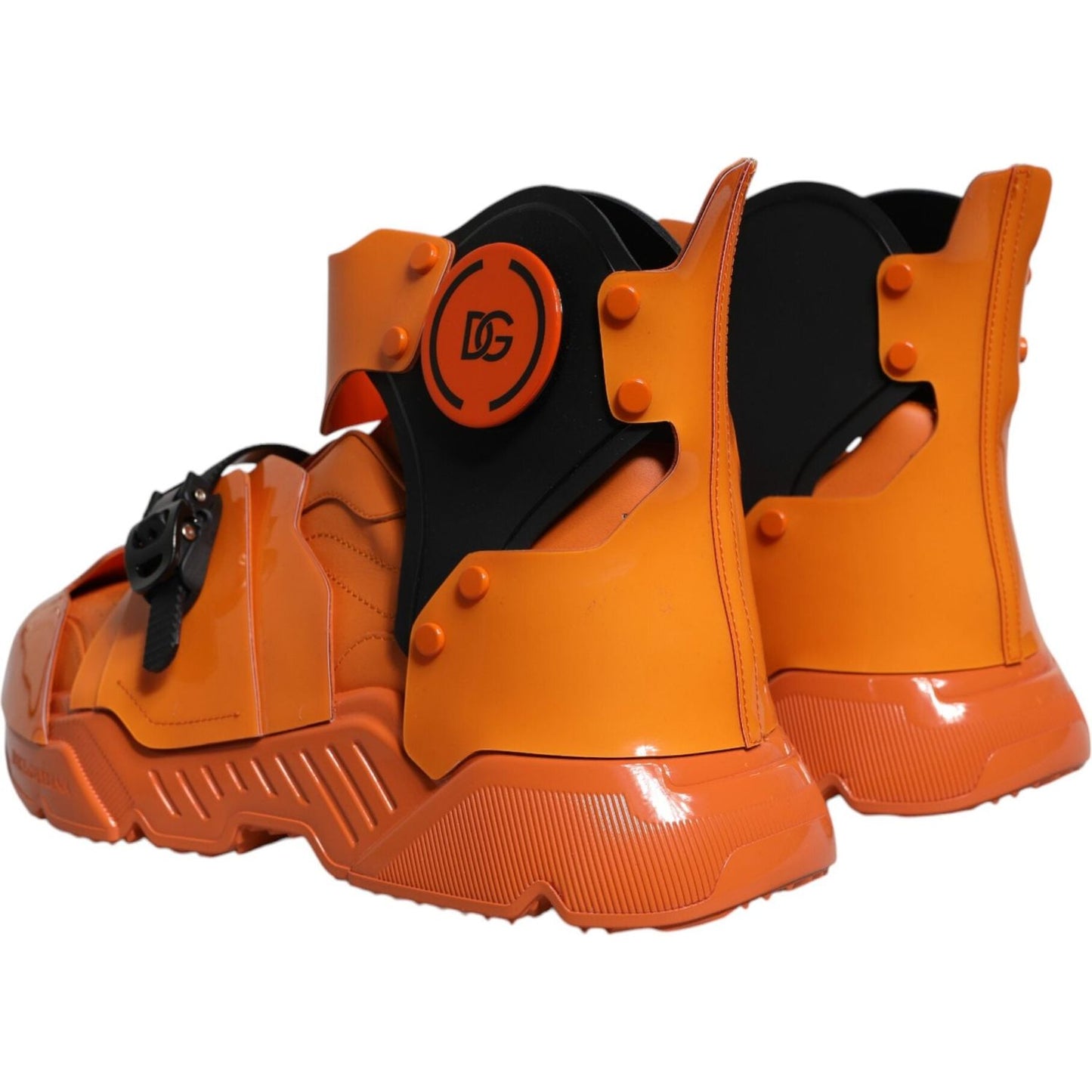 Dolce & Gabbana Orange Multi Panel Chunky High Top Sneakers Shoes Dolce & Gabbana Chocolate