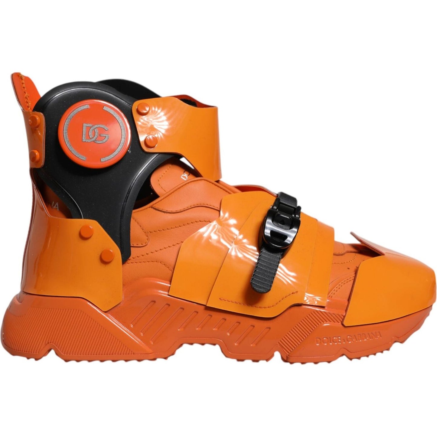 Dolce & Gabbana Orange Multi Panel Chunky High Top Sneakers Shoes Dolce & Gabbana Chocolate
