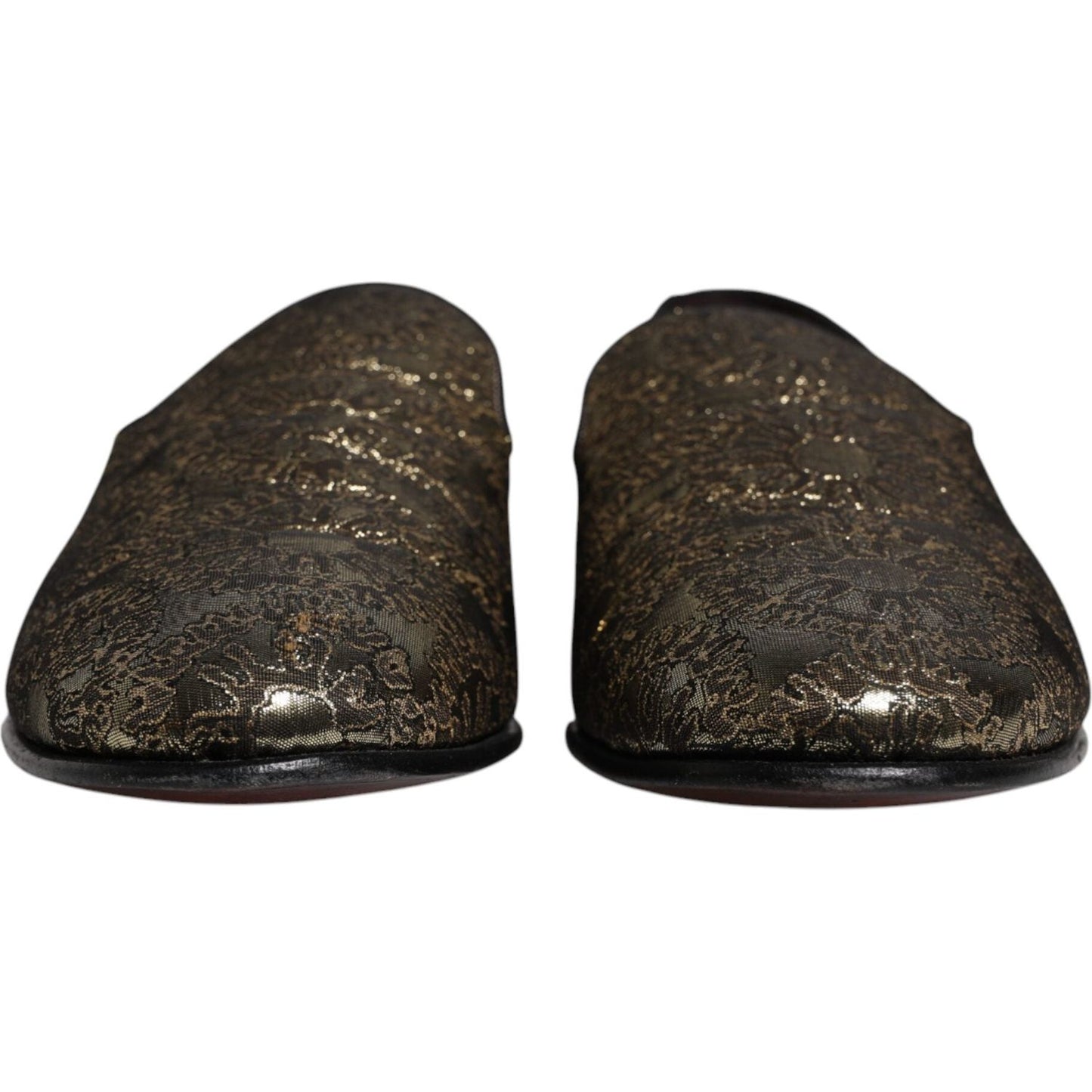 Dolce & Gabbana Gold Jacquard Flats Men Loafers Dress Shoes Dolce & Gabbana Dark Slate Gray