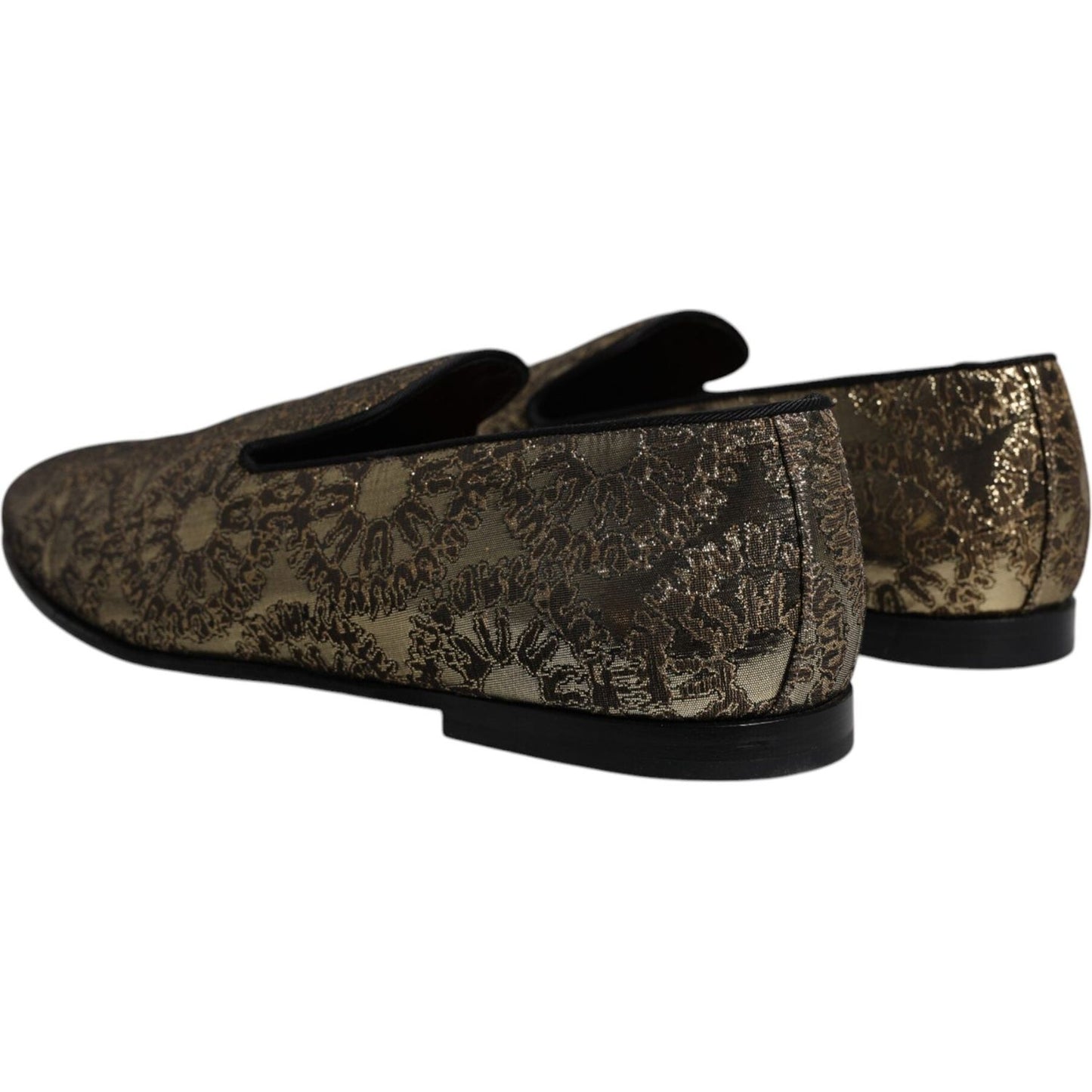 Dolce & Gabbana Gold Jacquard Flats Men Loafers Dress Shoes Dolce & Gabbana Dark Slate Gray