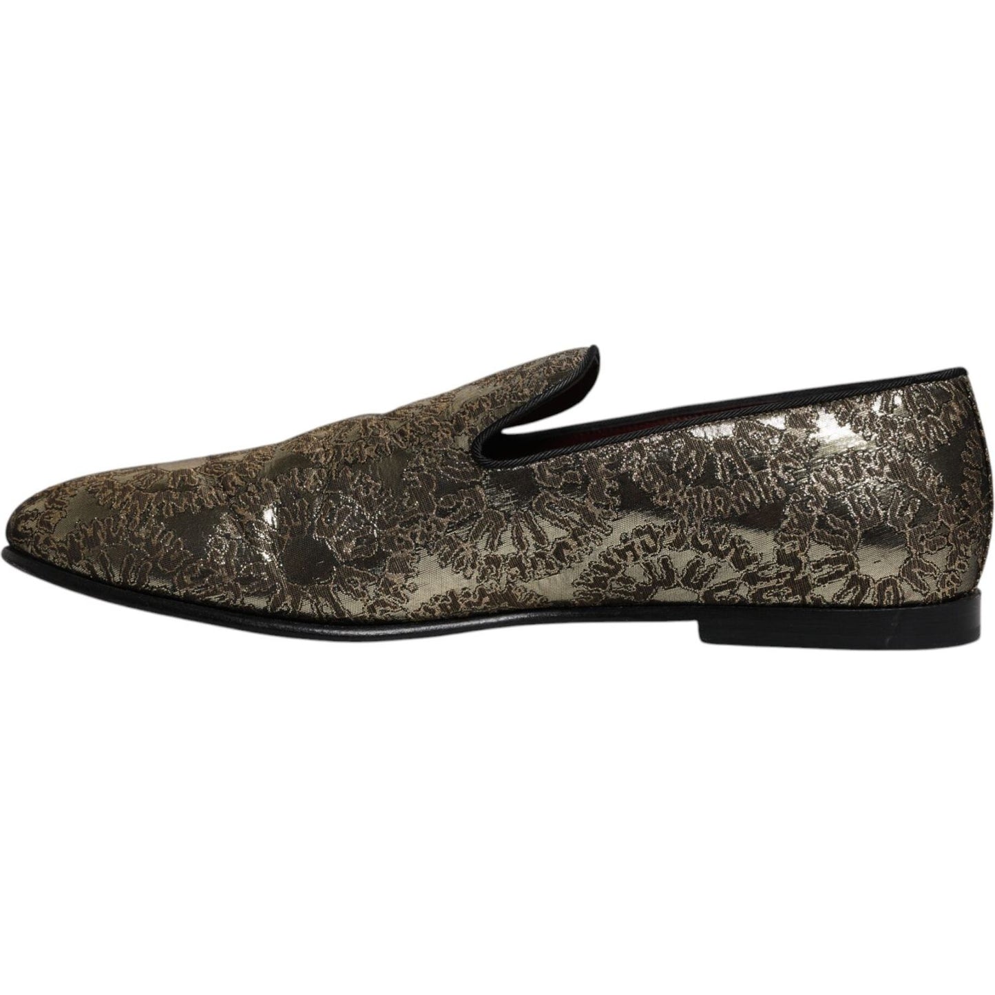Dolce & Gabbana Gold Jacquard Flats Men Loafers Dress Shoes Dolce & Gabbana Dark Slate Gray