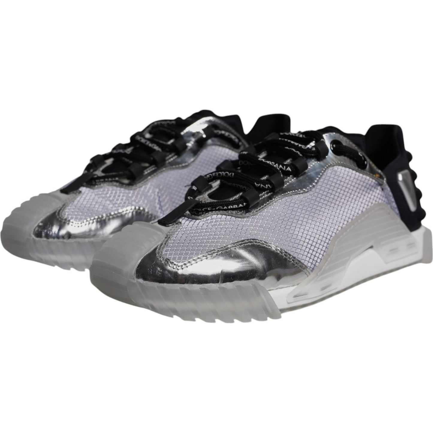 Dolce & Gabbana Silver Black Nylon NS1 Low Top Sneakers Shoes Dolce & Gabbana Light Slate Gray