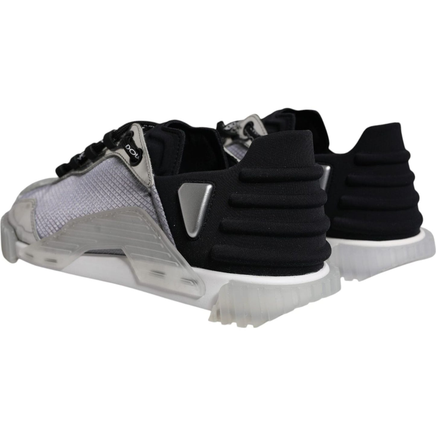 Dolce & Gabbana Silver Black Nylon NS1 Low Top Sneakers Shoes Dolce & Gabbana Gray